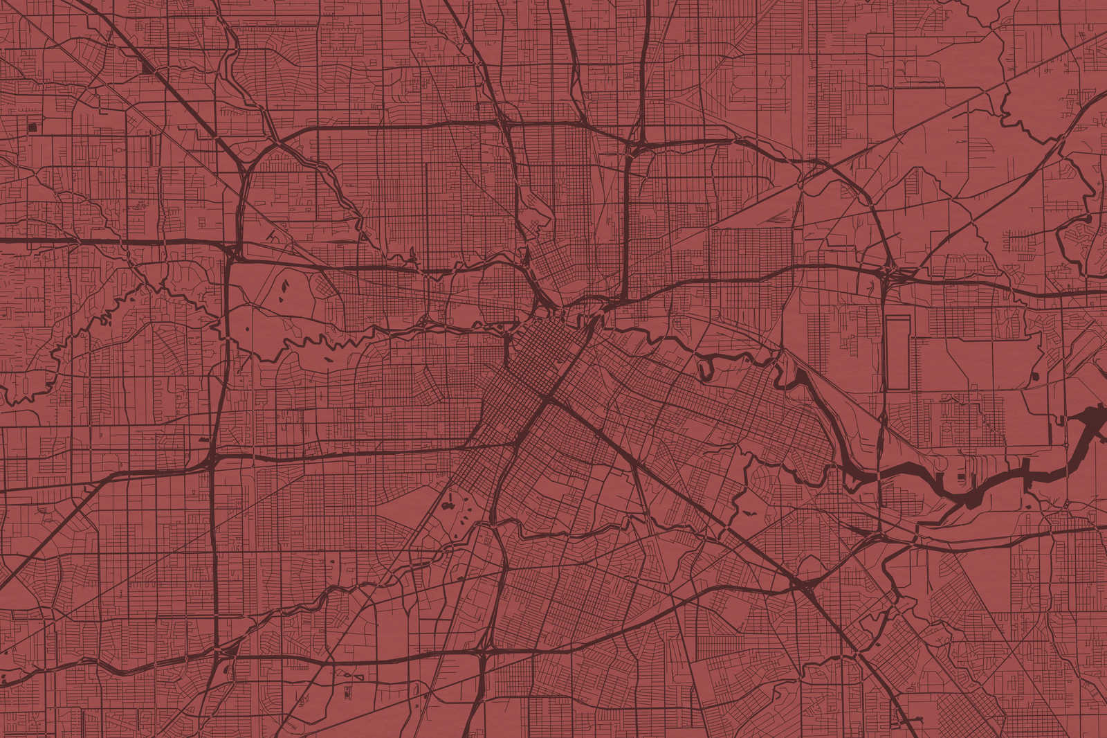             Tableau toile Carte de la ville avec tracé des rues | rouge - 0,90 m x 0,60 m
        