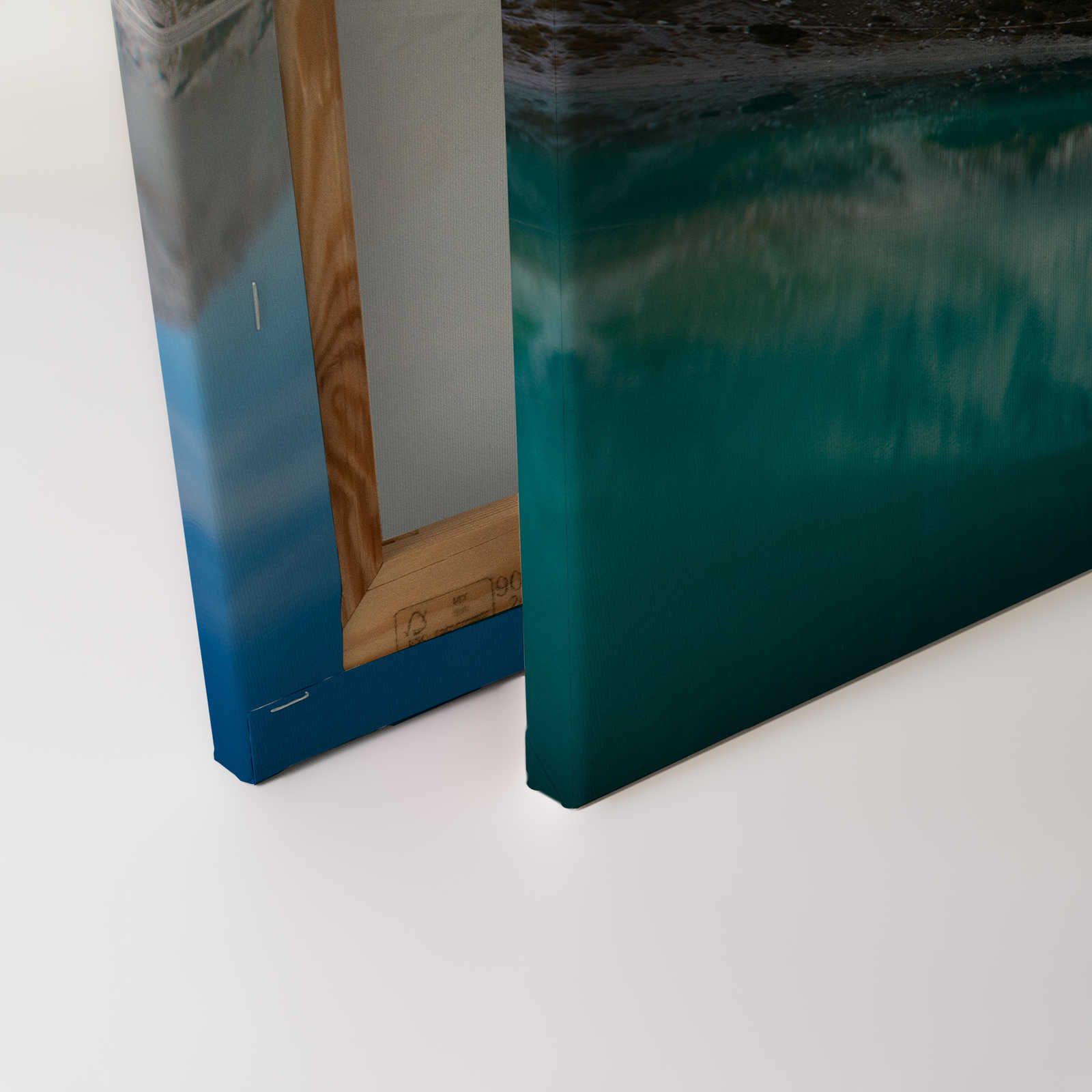             Helder bergmeer - Canvas schilderij met natuurlijk bergpanorama - 0,90 m x 0,60 m
        