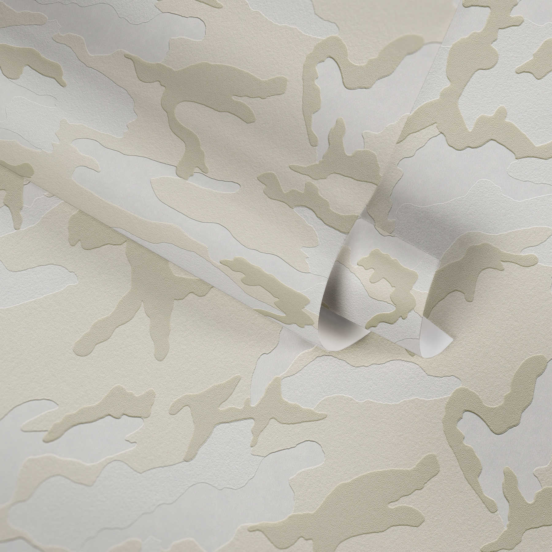             Camouflage pattern wallpaper snow, camouflage non-woven wallpaper - grey, cream
        
