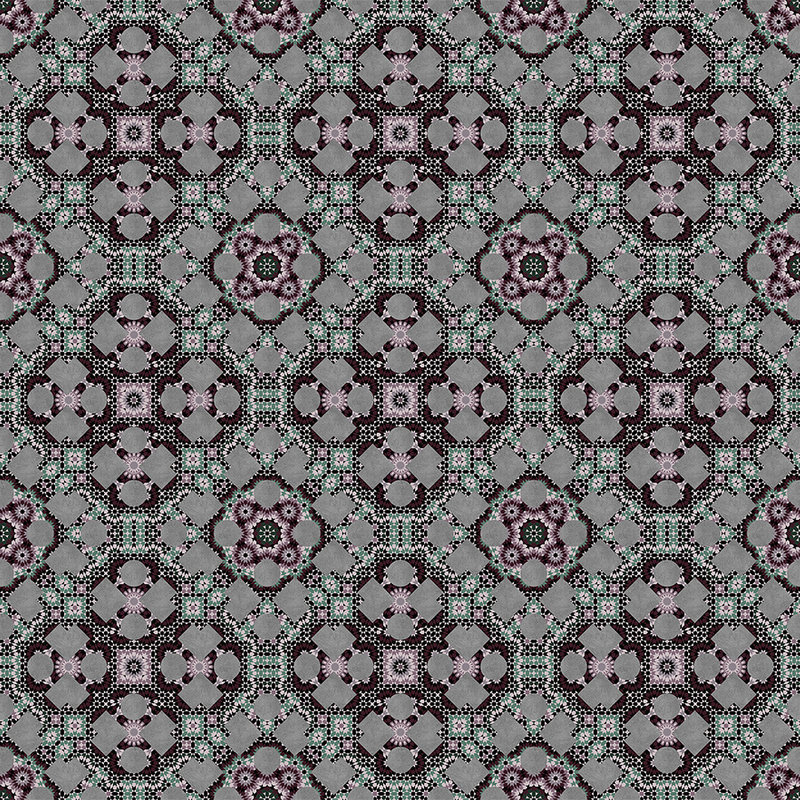         Grey photo wallpaper with kaleidoscope pattern - grey, black
    