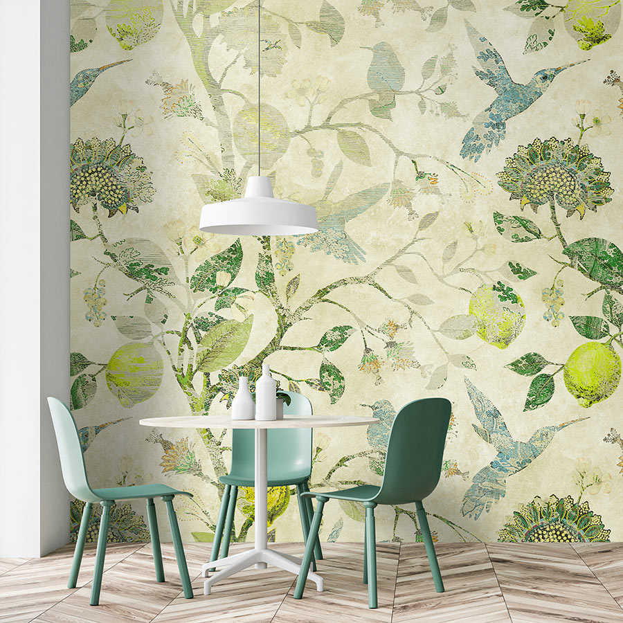 In the Lemon Tree 3 - Papier peint panoramique branches de citron vert style vintage
