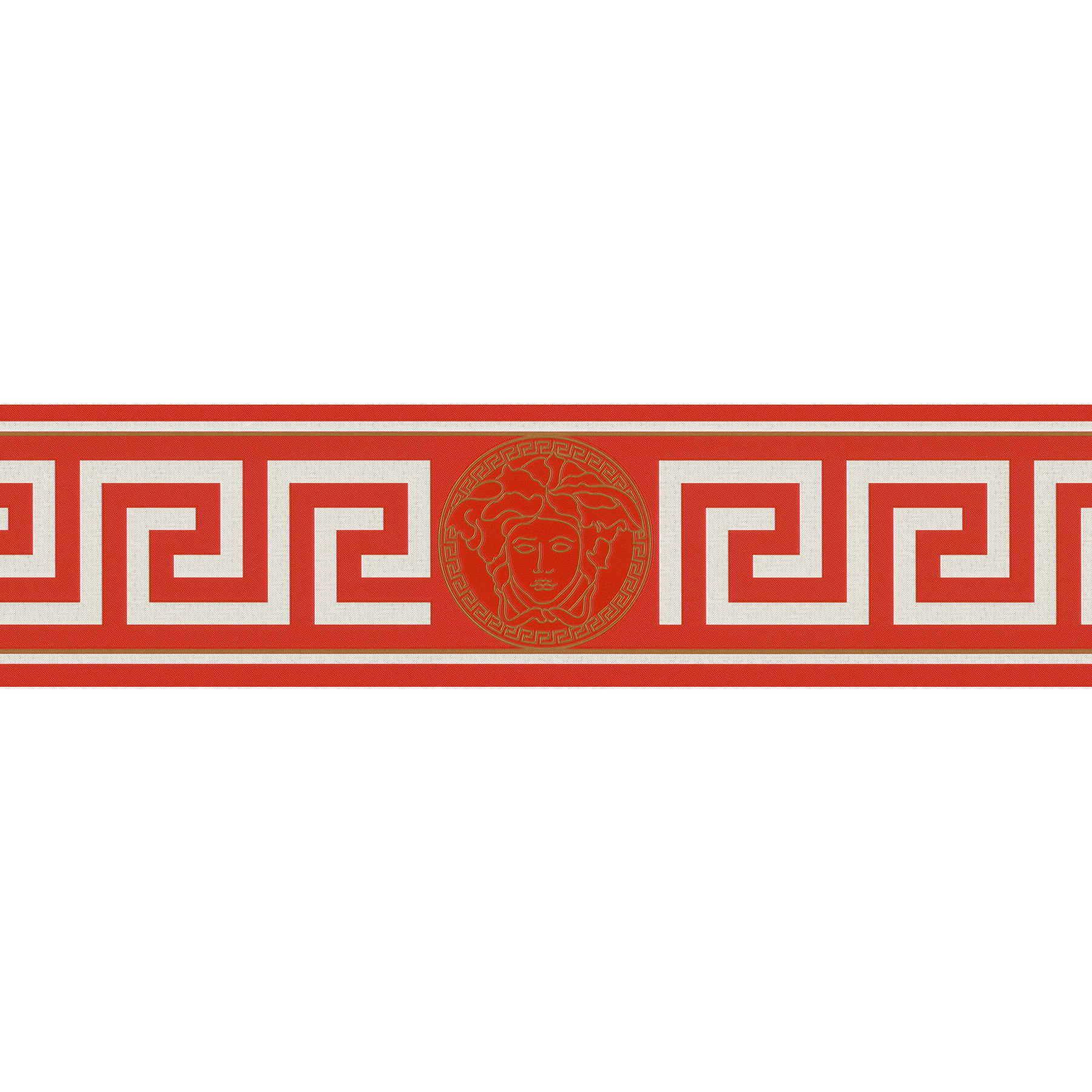 VERSACE wallpaper border with meander design - metallic, red
