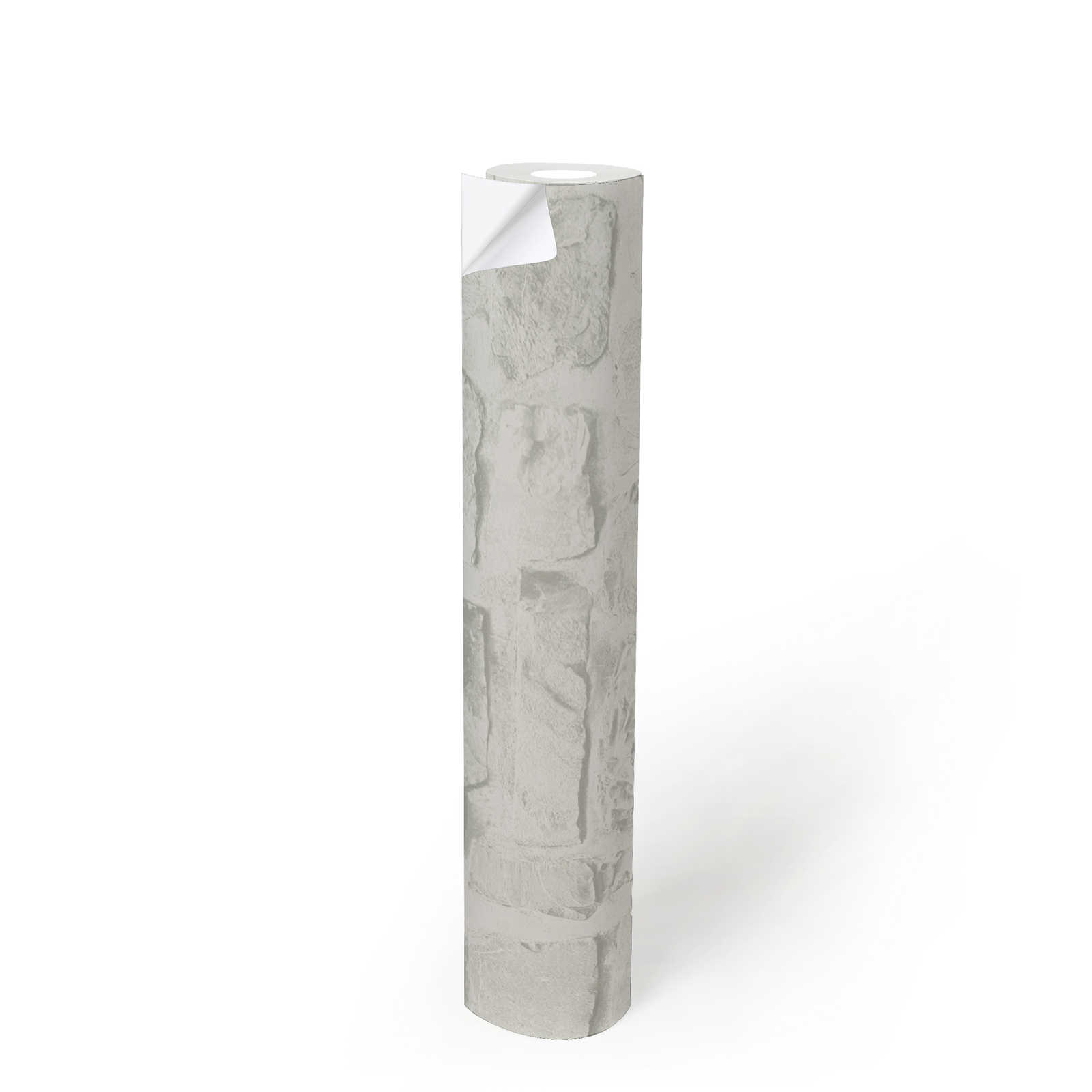             Papier peint adhésif | Aspect pierre blanche avec effet 3D - blanc, gris
        