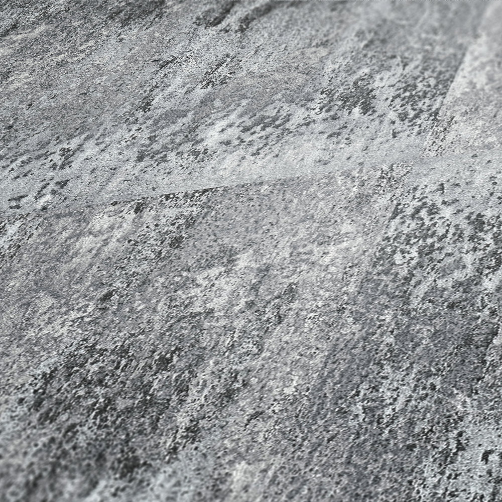             Behang met rustieke metaallook & ruw patroon - grijs, zwart, zilver
        