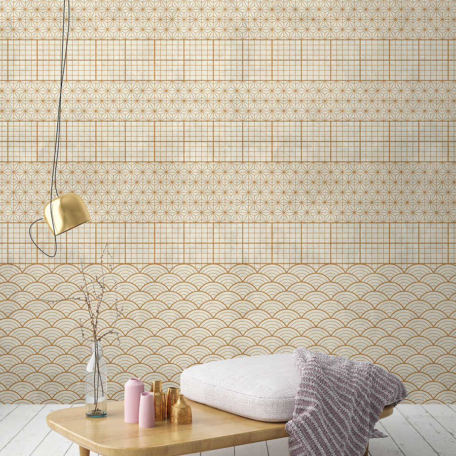 Aviary 4 - Beige photo wallpaper golden decor in vintage style
