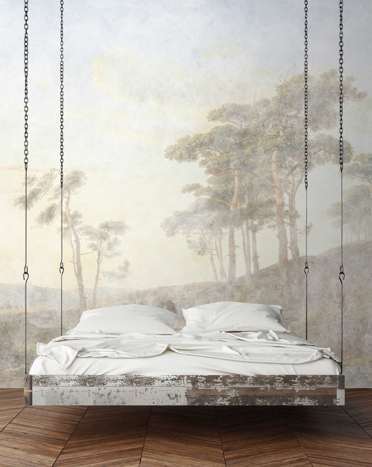             Romantic Grove 1 - painting photo wallpaper faded used look
        