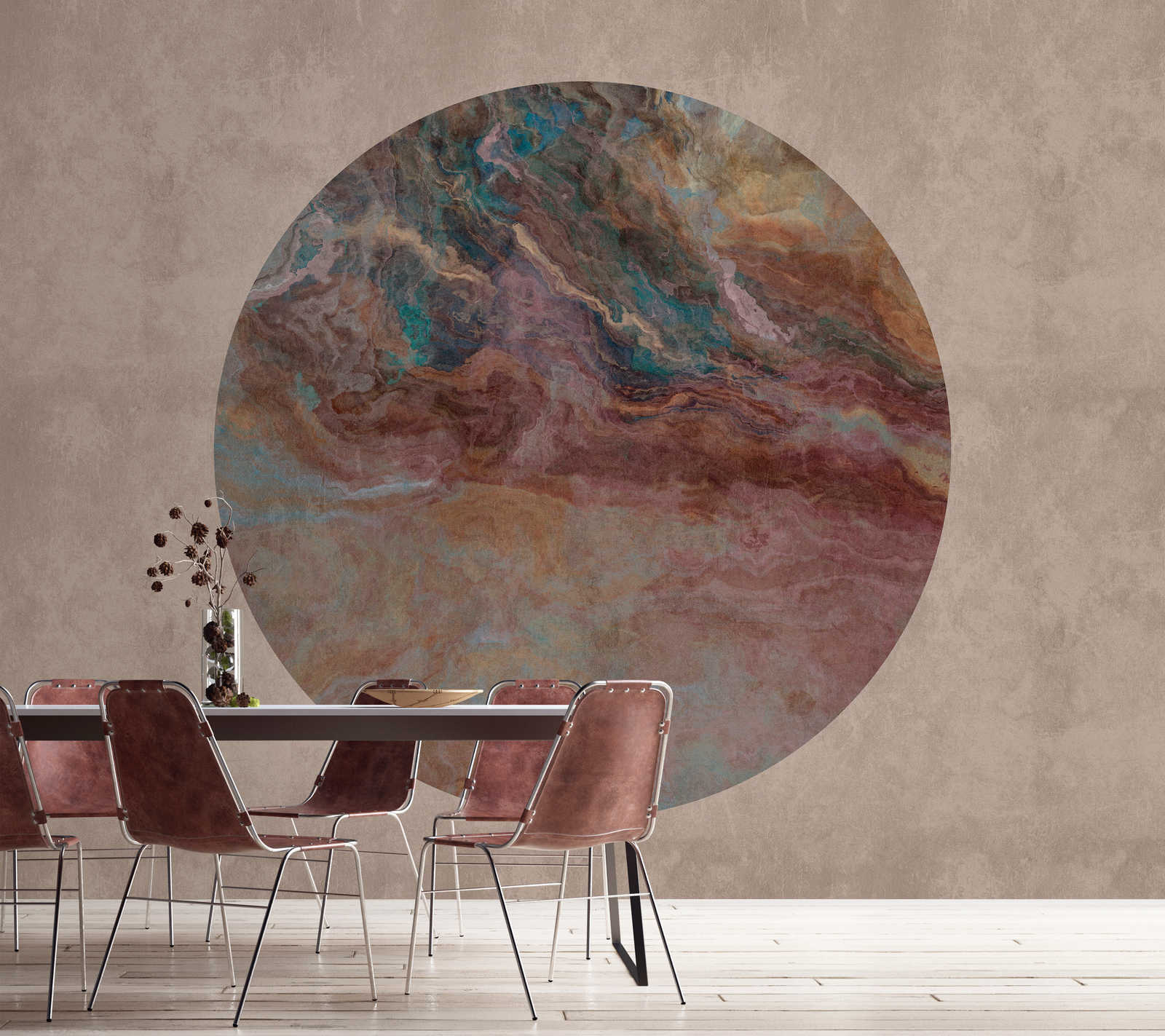             Júpiter 2 - Mural de pared con aspecto de círculo de mármol y yeso
        