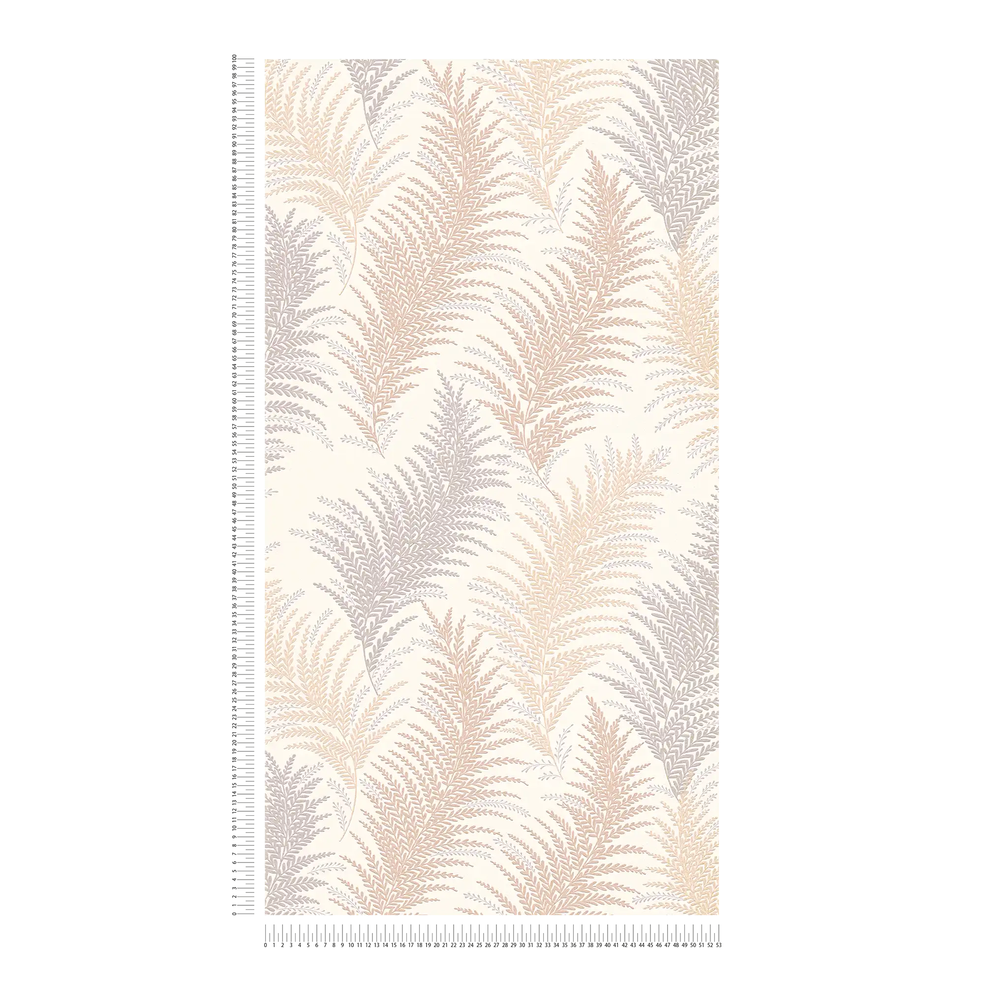             Plant pattern from ferns in metallic colours - beige, grey, bronze, white
        