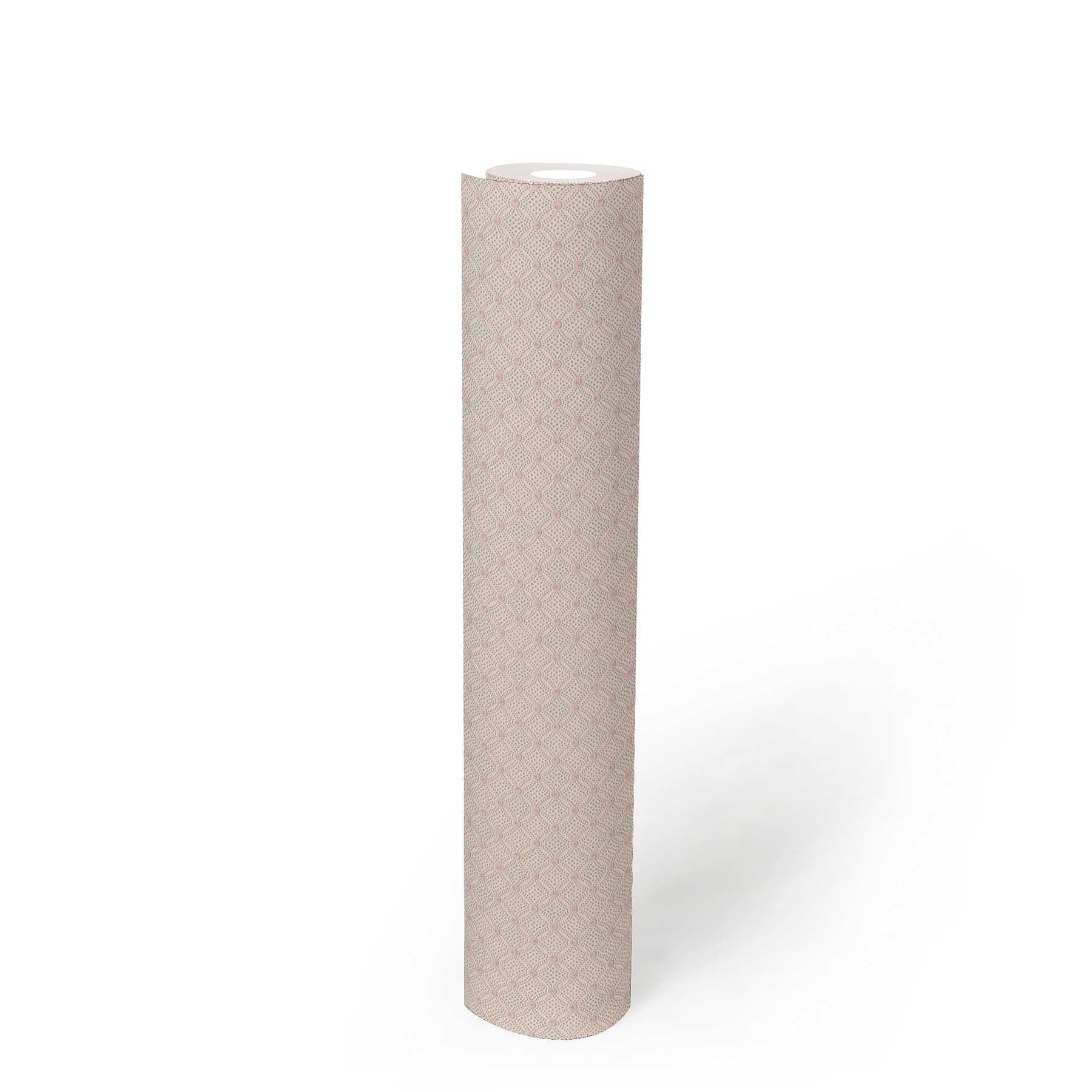             Textured wallpaper with diamond and dots pattern - pink, silver
        