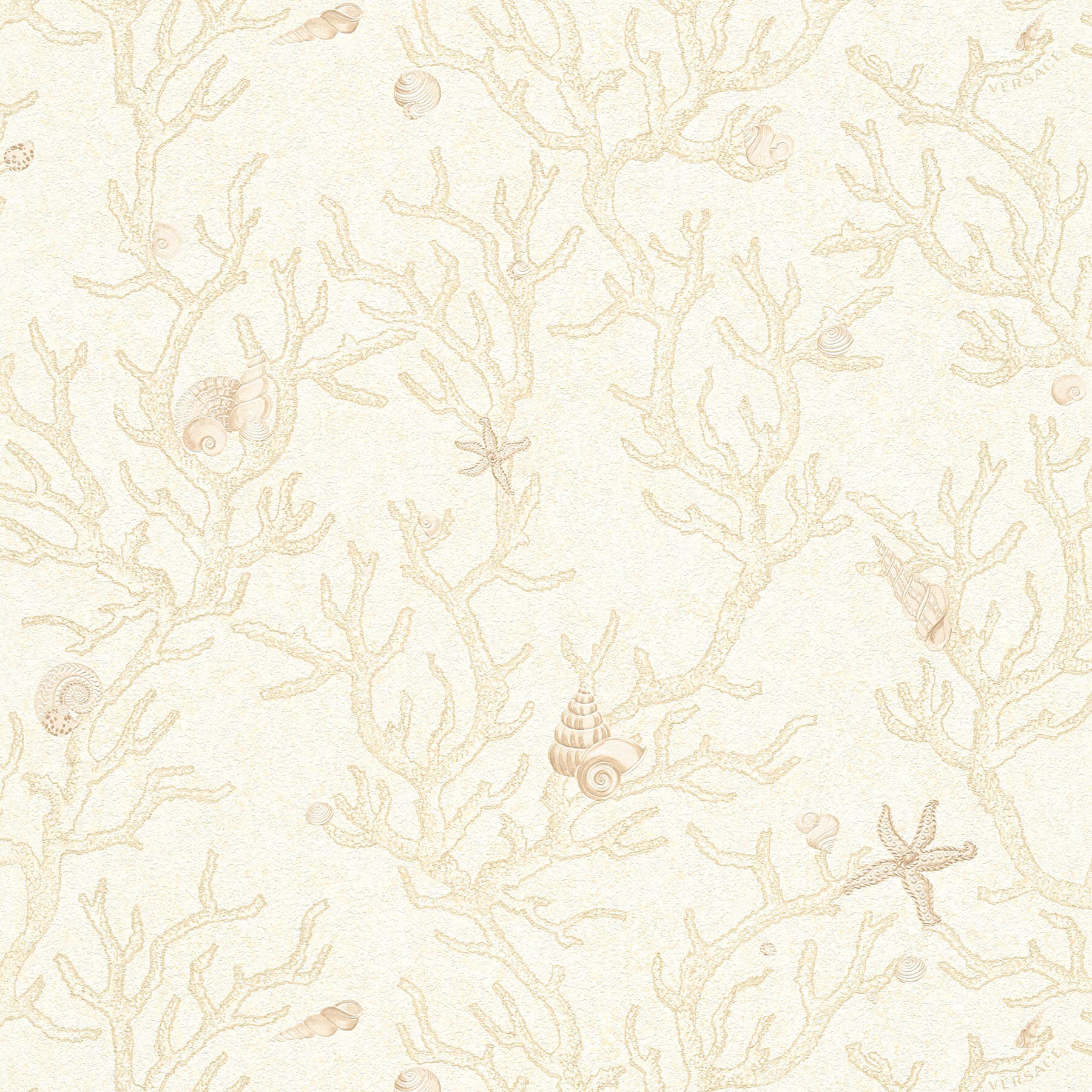 Wallpaper VERSACE with coral pattern - cream, metallic
