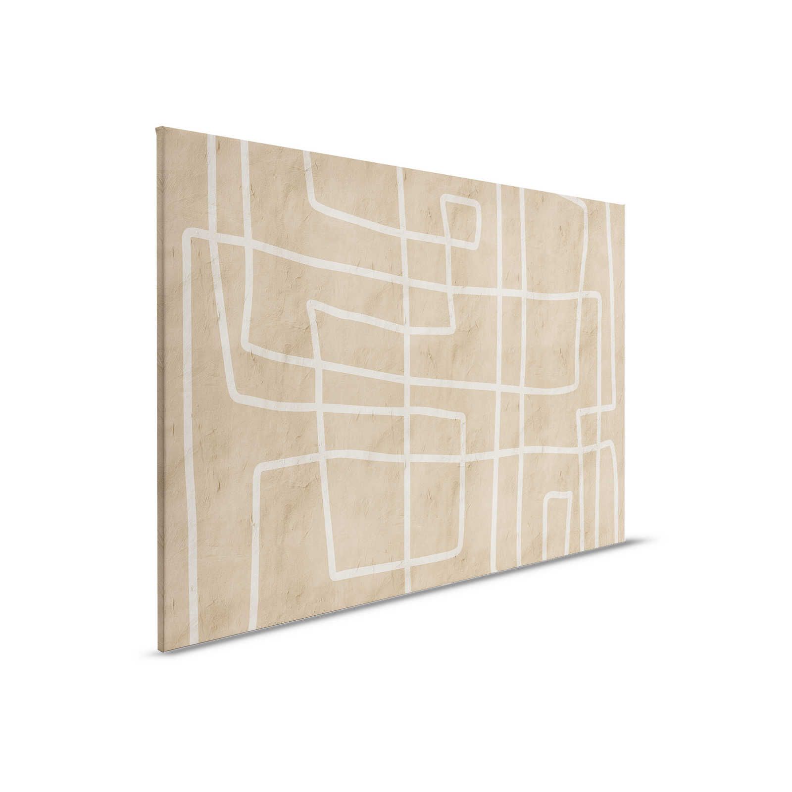         Serengeti 1 - Clay wall canvas painting with ethno line pattern in beige - 0.90 m x 0.60 m
    