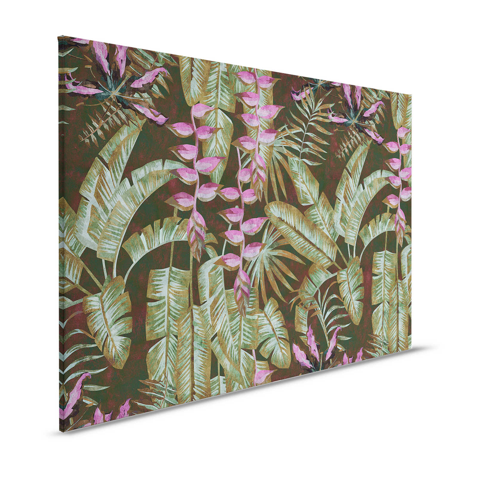 Tropicana 1 - Quadro su tela della giungla con foglie di banano e felci - 1,20 m x 0,80 m

