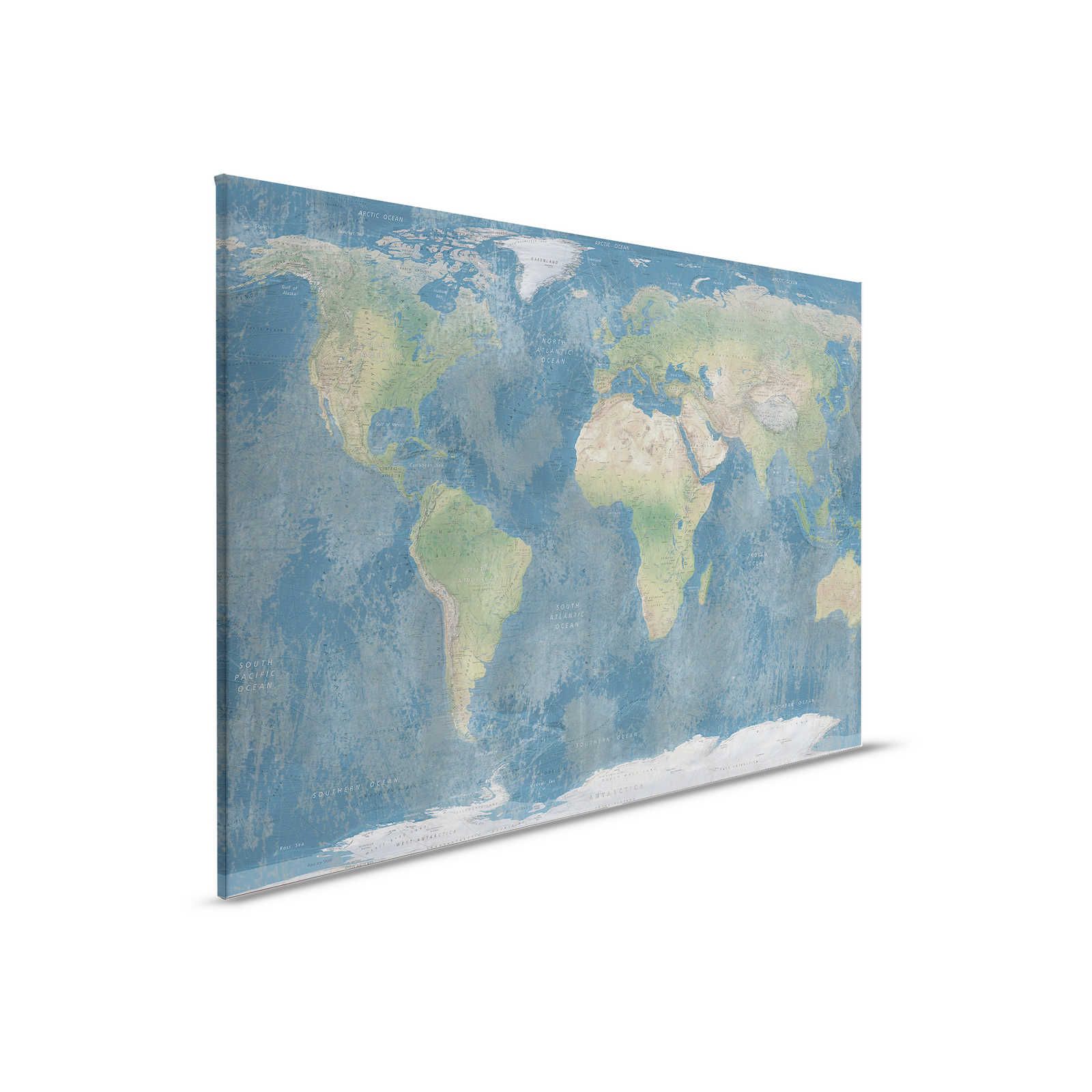         Canvas painting World map in natural colouring - 0,90 m x 0,60 m
    