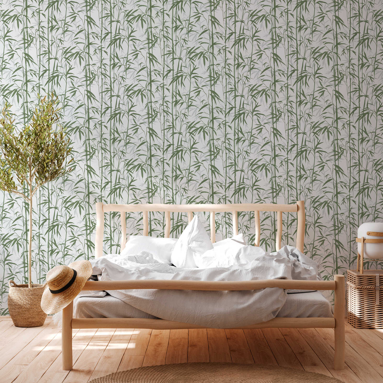             MICHALSKY non-woven wallpaper natural bamboo pattern - cream, green
        