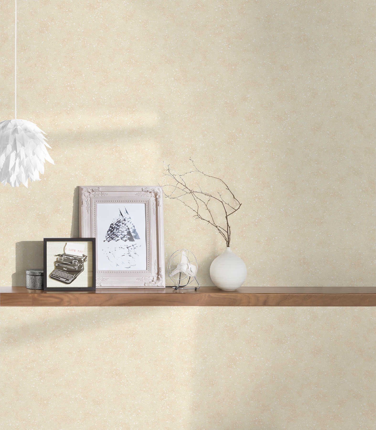             Plain wallpaper cream speckled with colour pattern
        