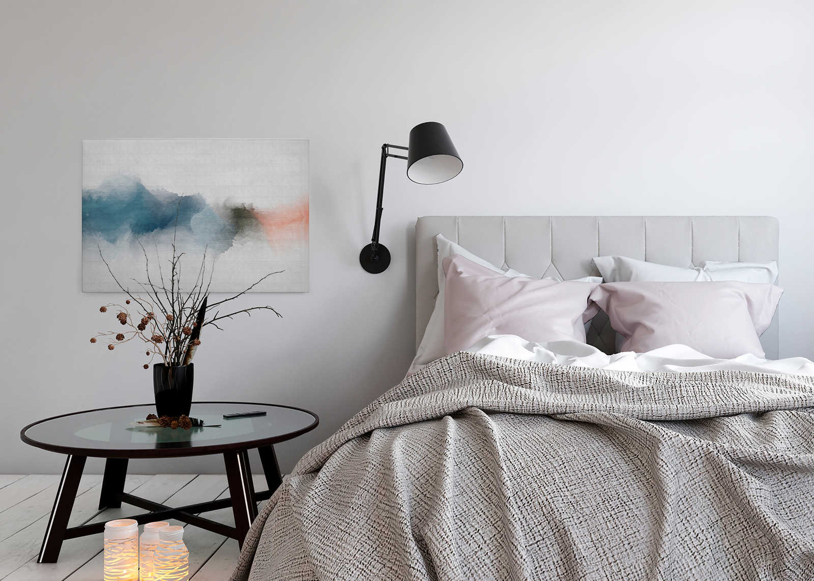             Daydream 1 - Pintura minimalista en lienzo estilo acuarela - Textura de lino natural - 0,90 m x 0,60 m
        