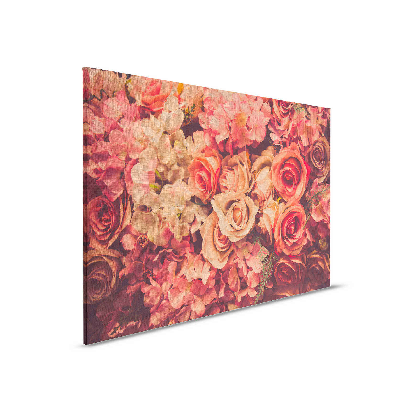         Canvas with romantic rose motif in linen look - 0.90 m x 0.60 m
    