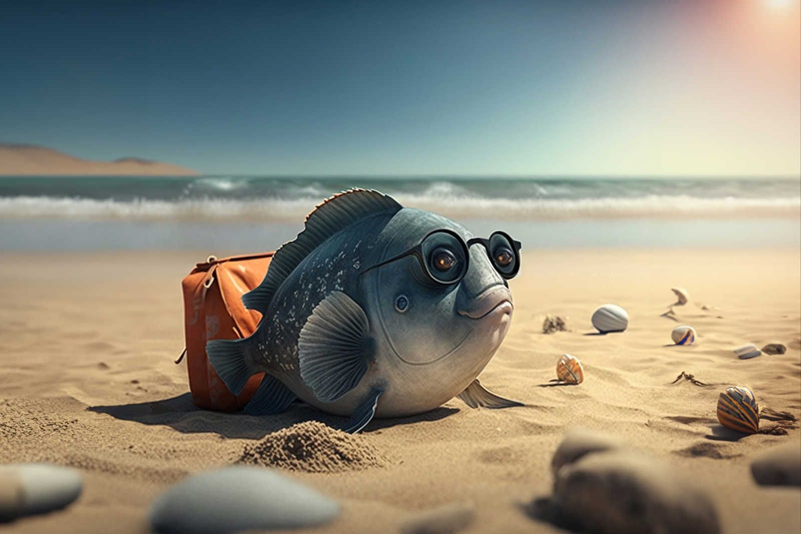             Toile KI »Fishy Beachday« - 90 cm x 60 cm
        