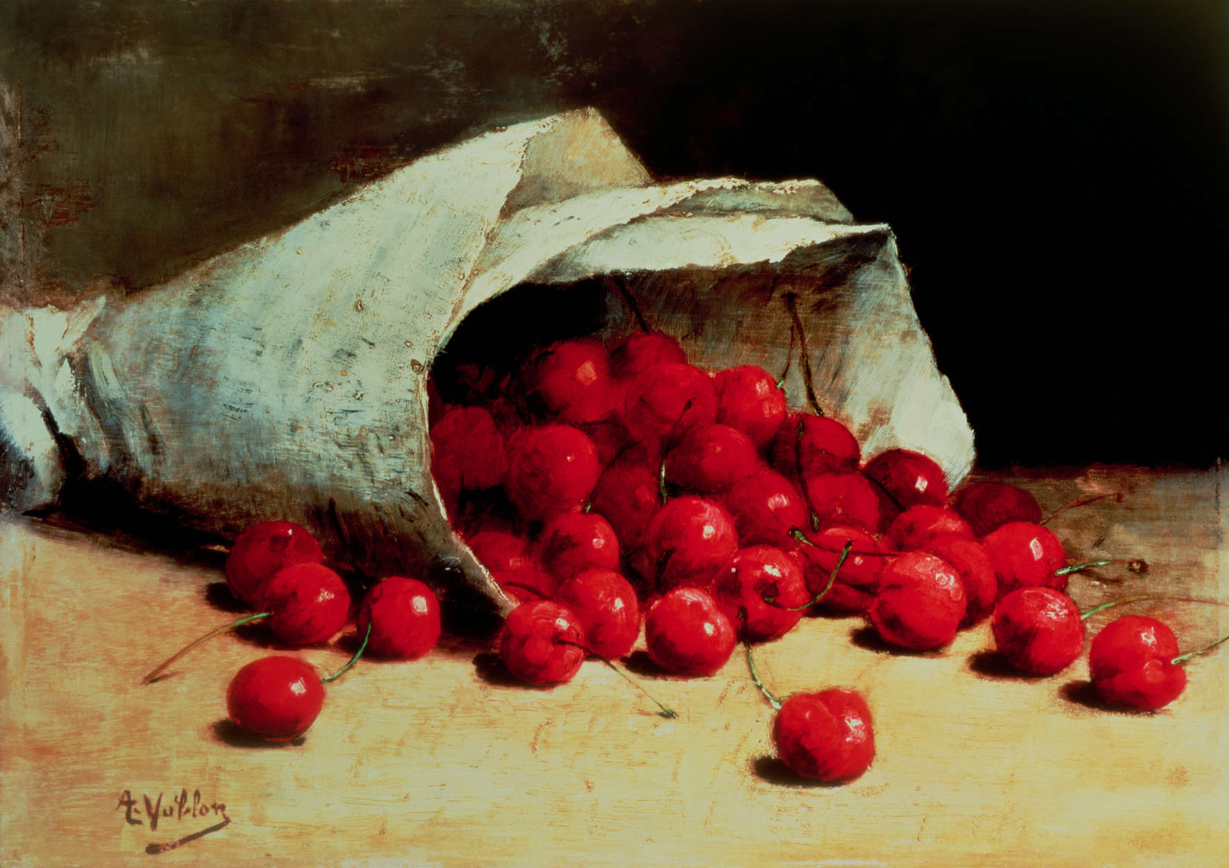             Photo wallpaper "A spilled bag of cherries" by Antoine Vollon
        