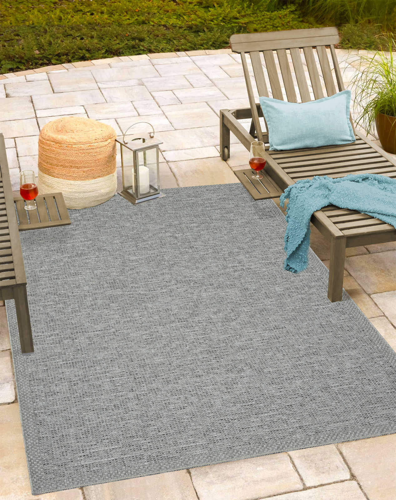 Plain Outdoor Carpet in Grey as Runner - 180 x 67 cm
