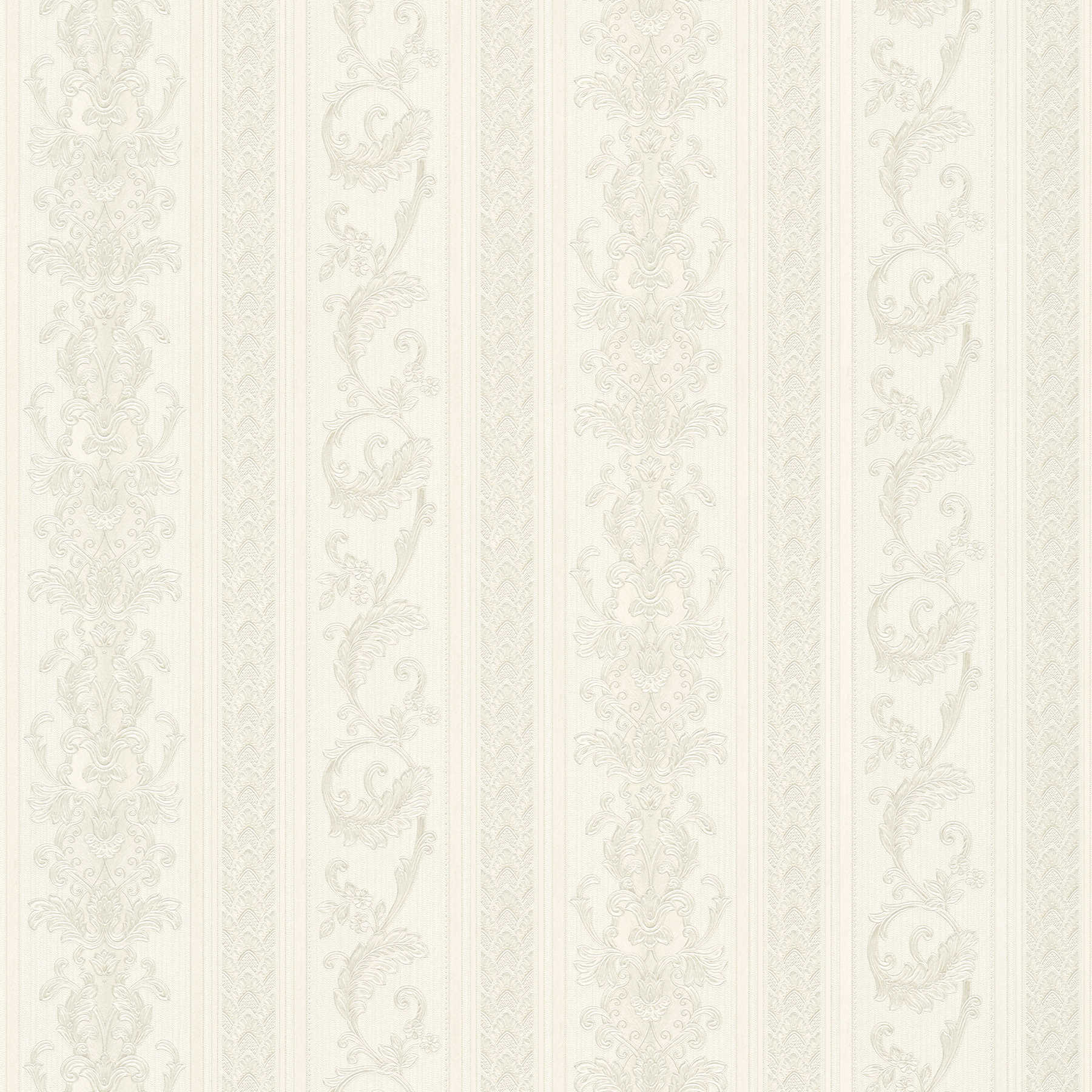         Wallpaper opulent stripe design with ornaments - cream, grey
    