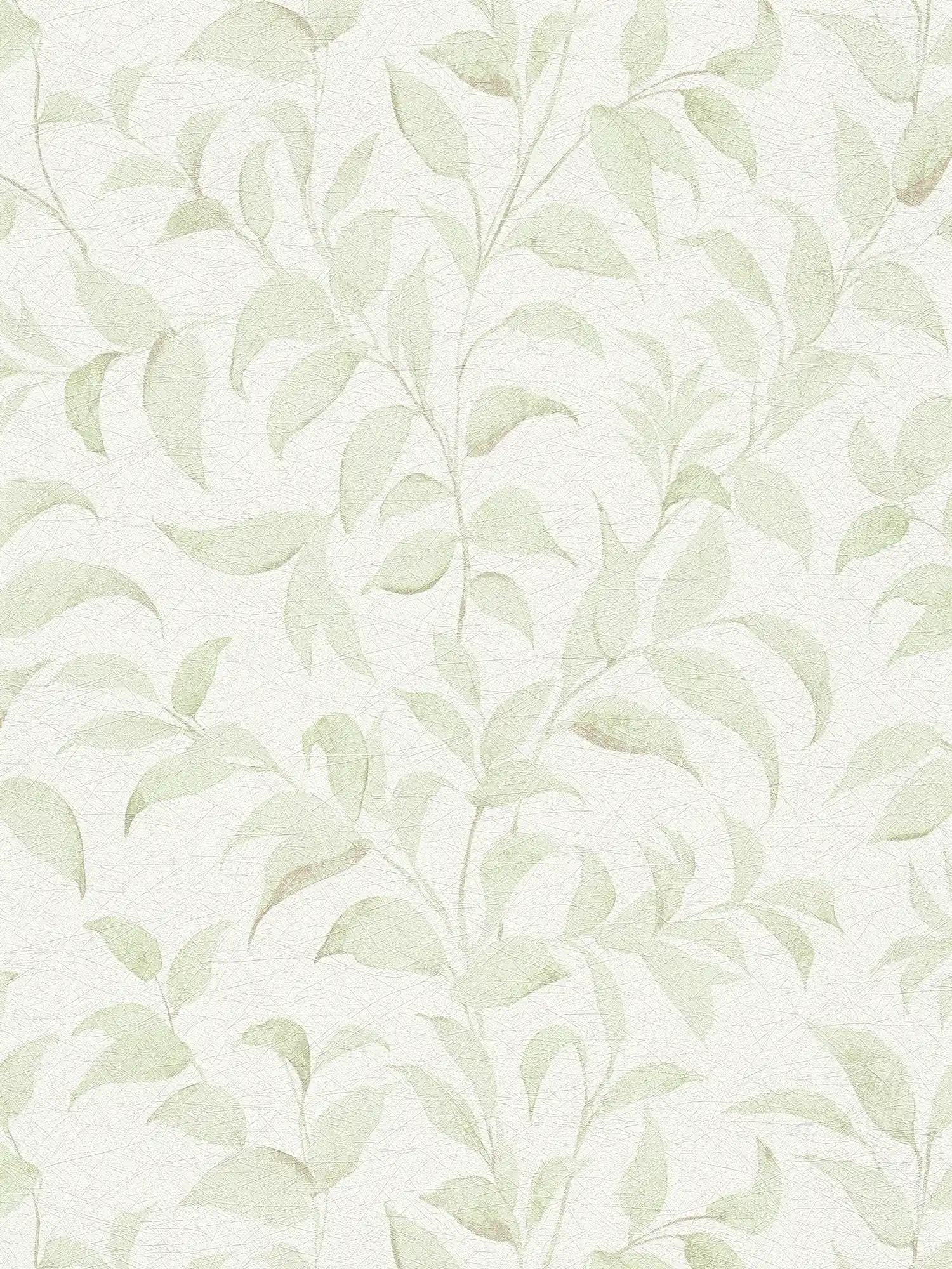 papier peint en papier feuilles floral chatoyant structuré - blanc, vert

