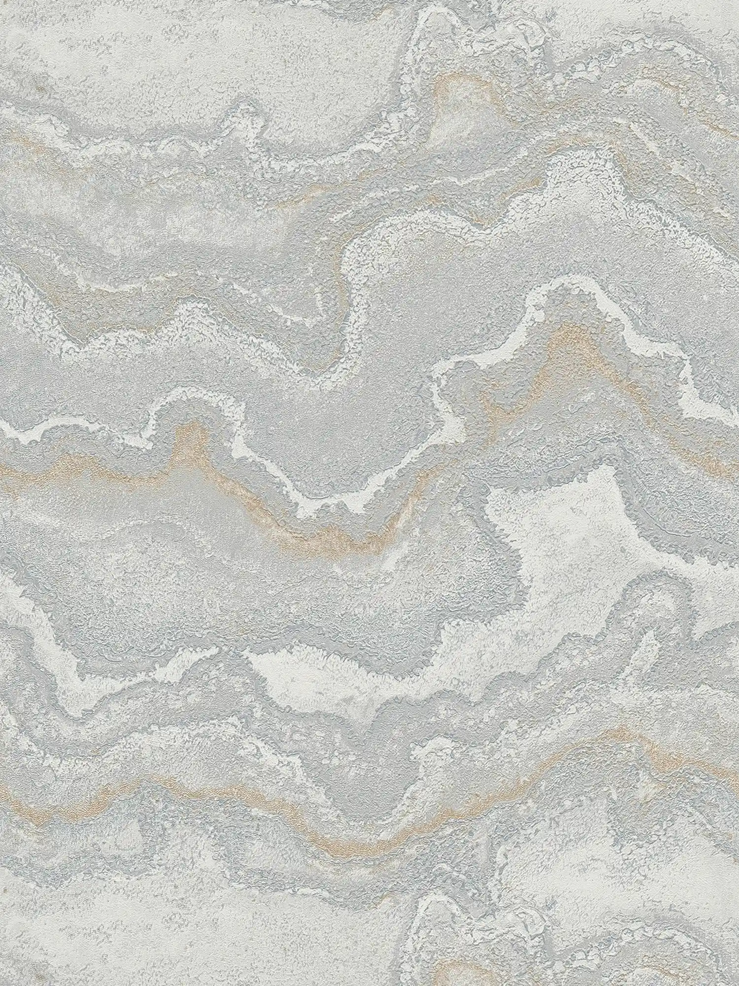 Non-woven wallpaper with marble pattern - grey, silver, gold
