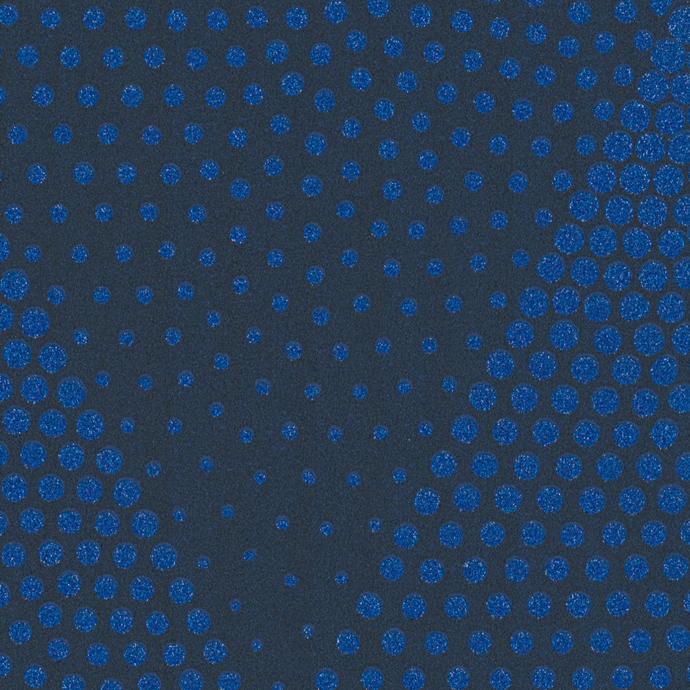             Papier peint à pois effet paillettes style rétro - bleu, noir
        