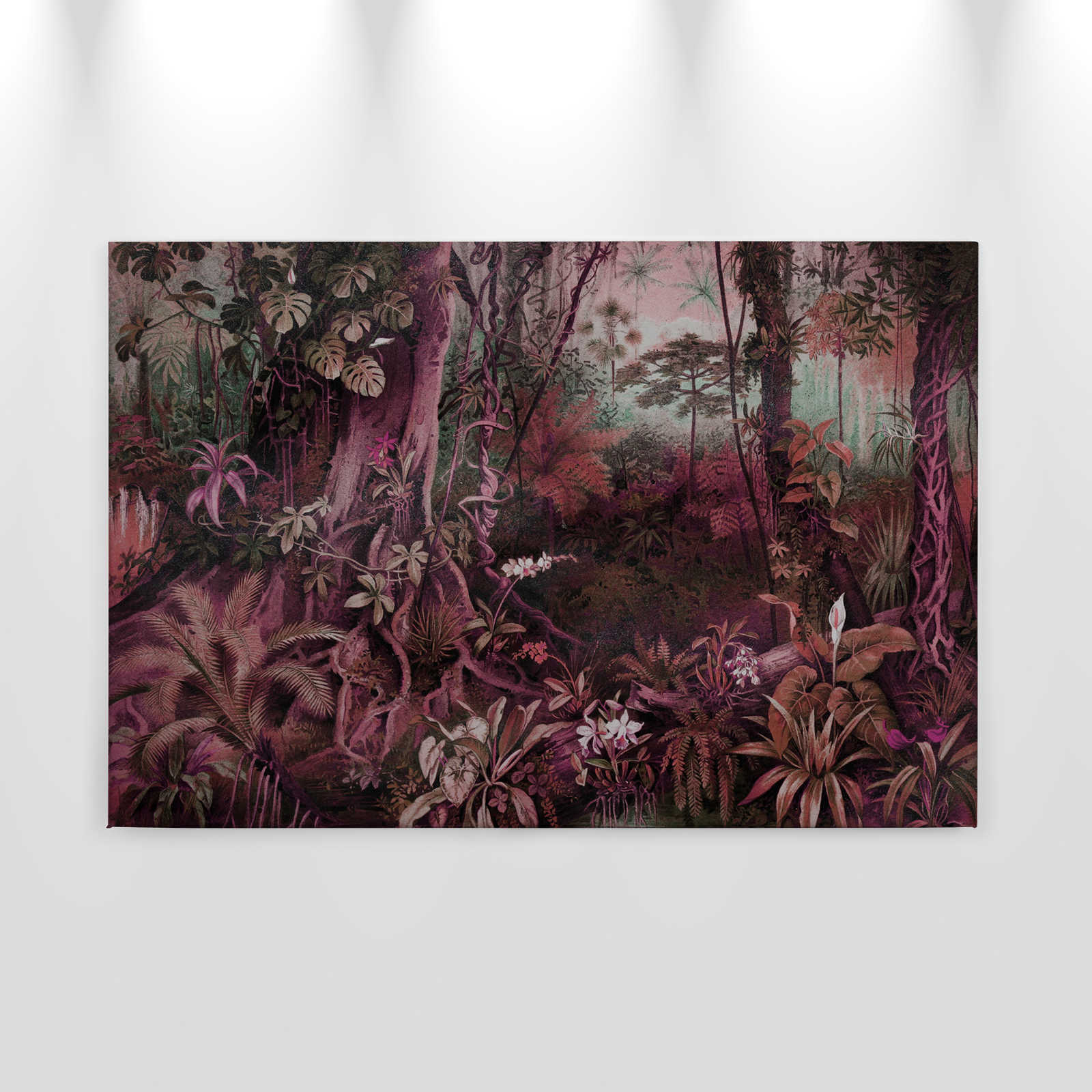             Cuadro lienzo selva en estilo dibujo | morado, verde - 0,90 m x 0,60 m
        