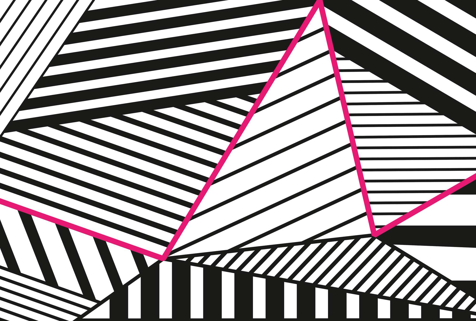             Stripe Pattern & Pink Accent Wallpaper - Roze, Wit, Zwart
        