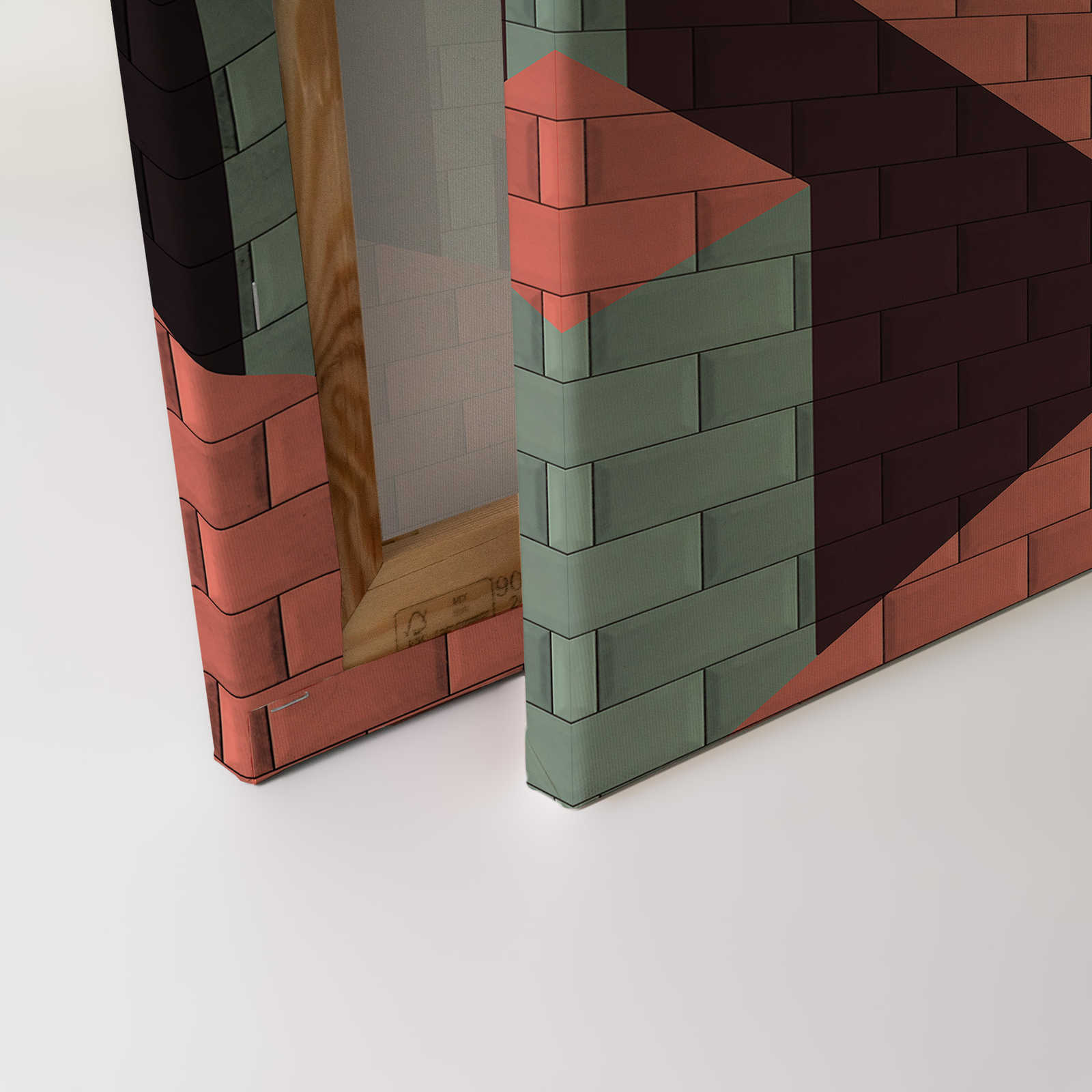             Toile Mur de briques avec peinture en bloc | rouge, rose, vert - 0,90 m x 0,60 m
        