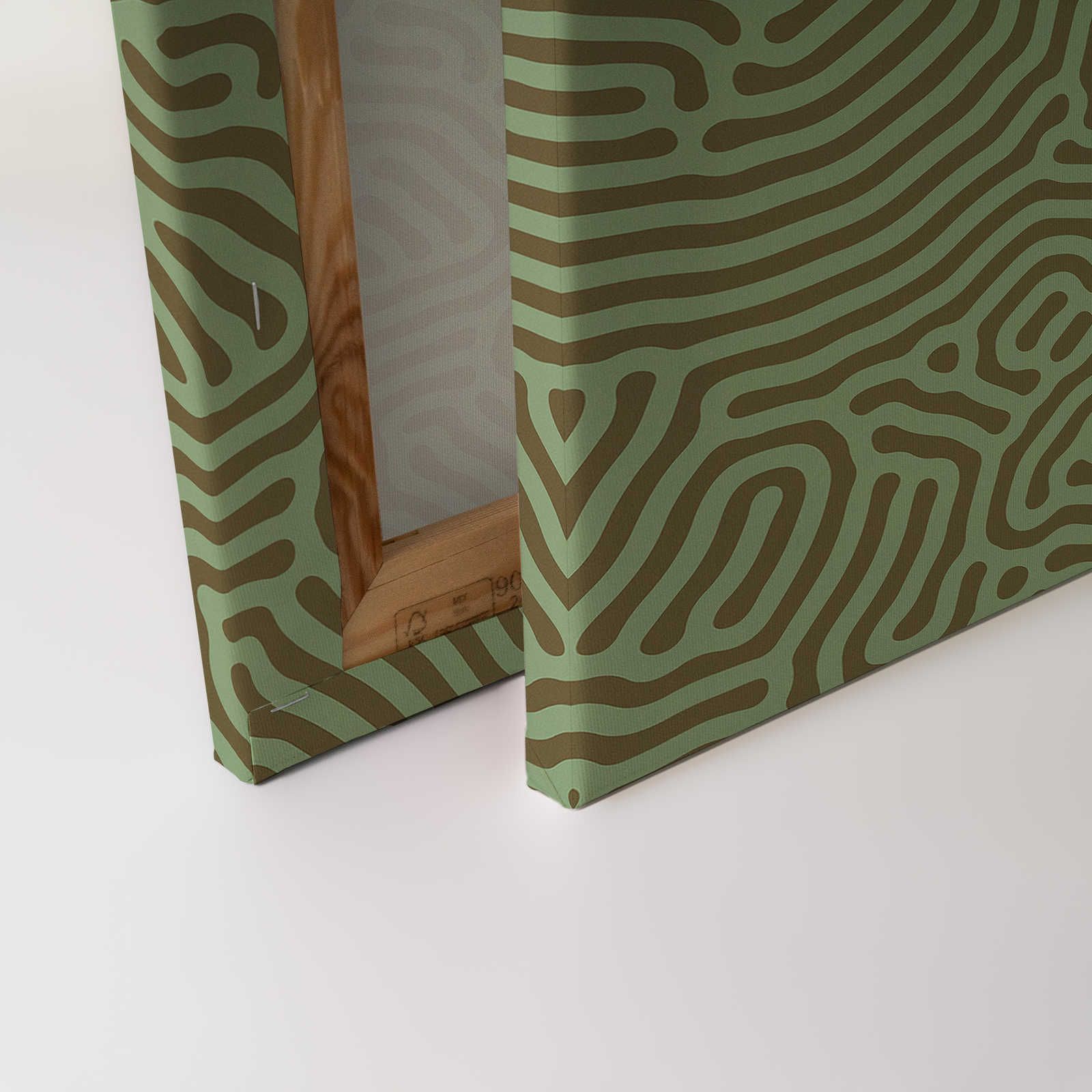             Sahel 1 - Quadro su tela verde con motivo a labirinto Verde salvia - 0,90 m x 0,60 m
        