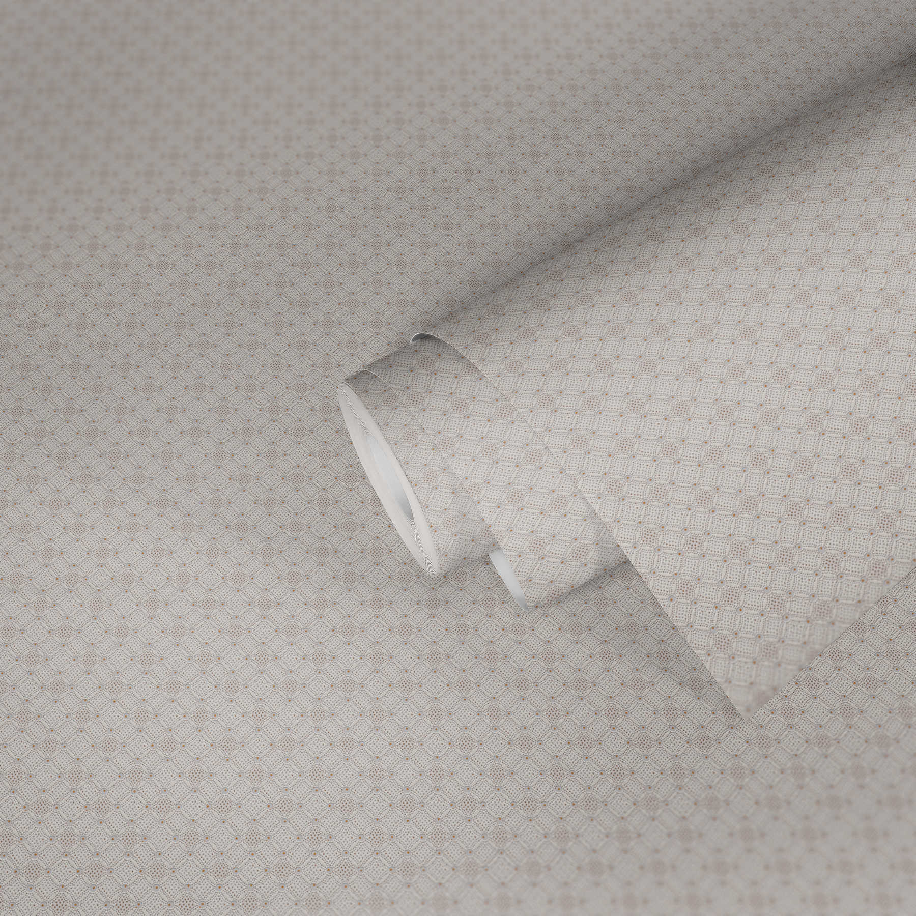             Structuurbehang met ruit- en puntpatroon - crème, wit, grijs
        