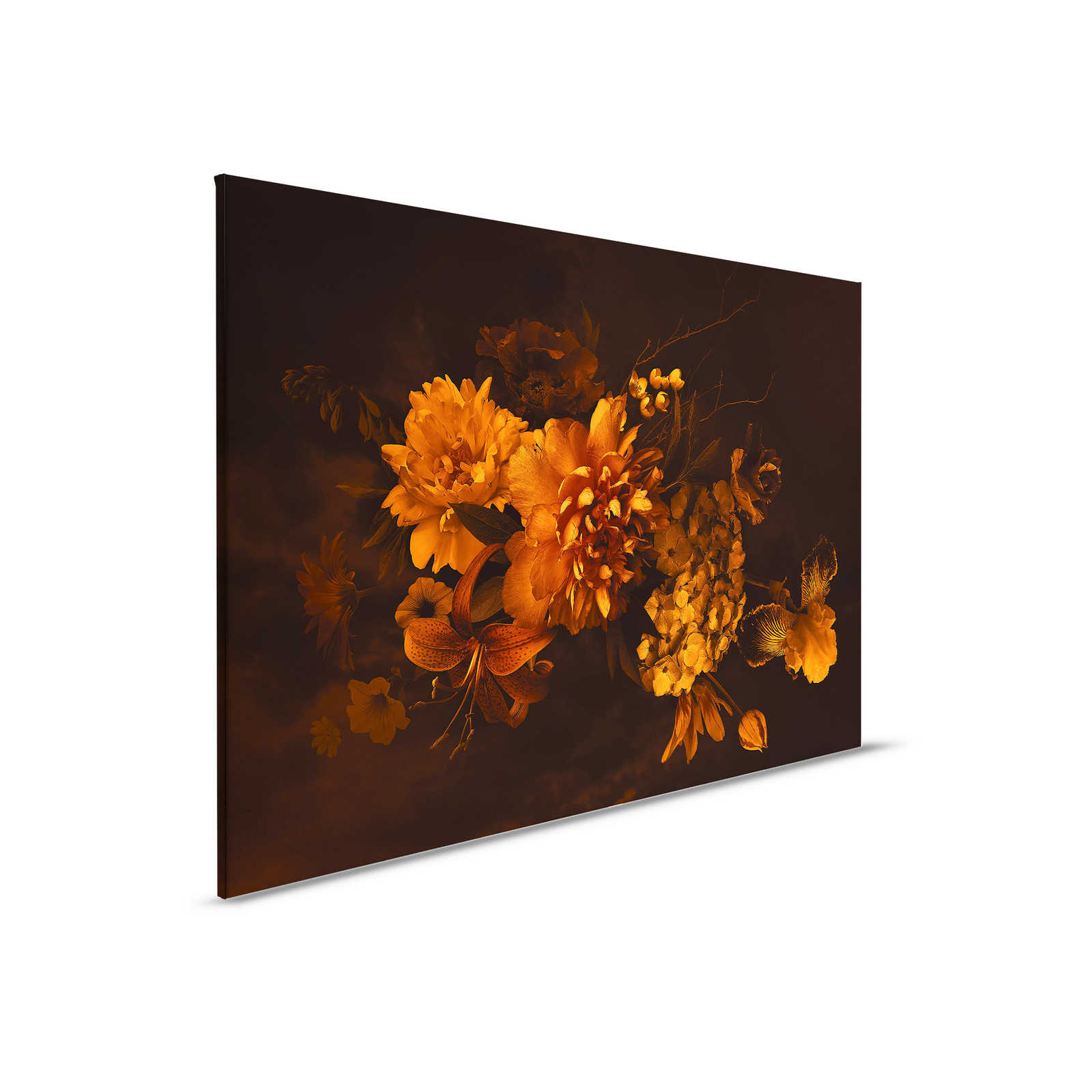         Canvas with Botanical-Style Bouquet | orange black - 0,90 m x 0,60 m
    