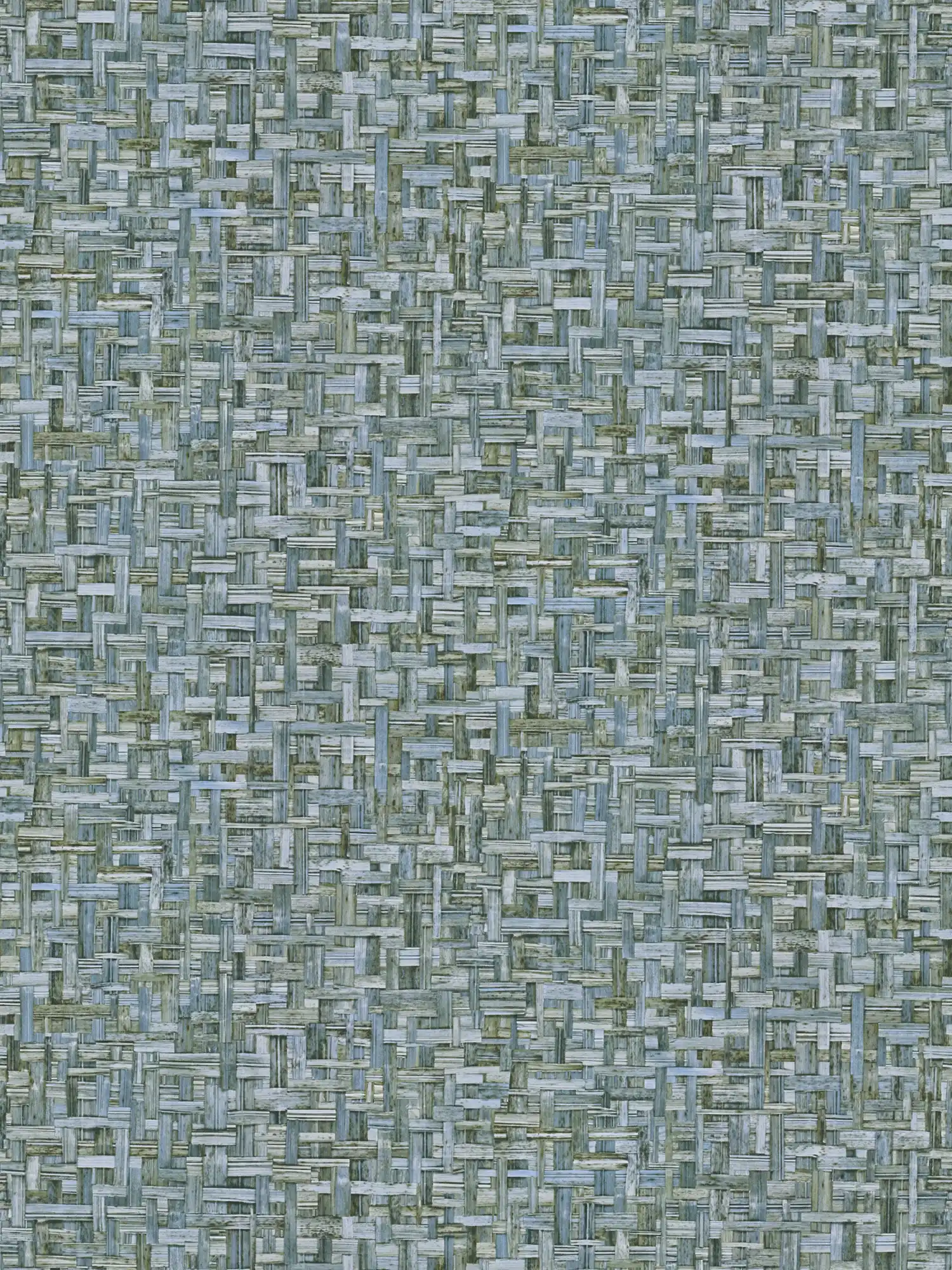 Non-woven wallpaper blue green with braided pattern in nature style - blue
