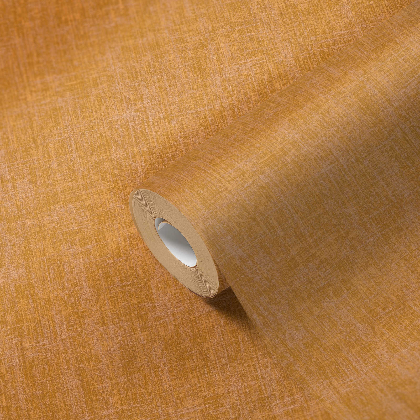             Papel pintado amarillo mostaza no tejido con estructura de lino grueso - amarillo
        