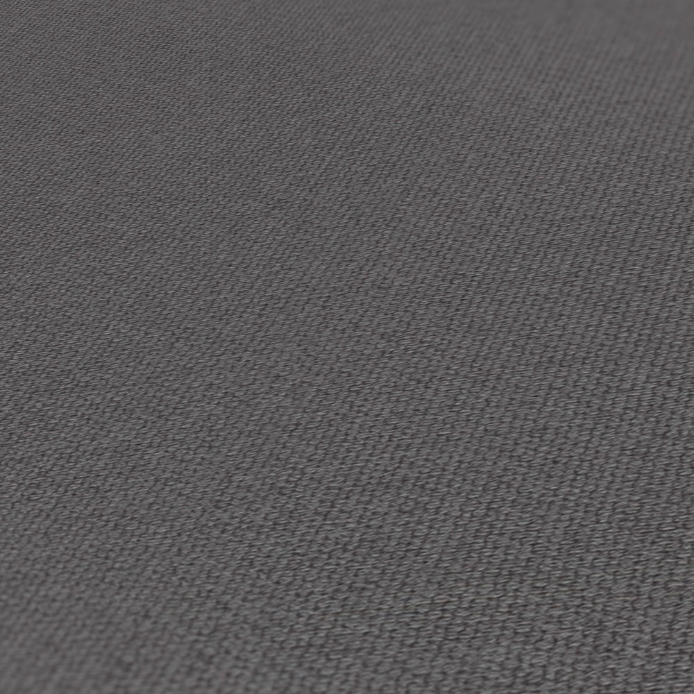             Papel pintado liso de aspecto de lino con diseño texturizado - gris, negro
        