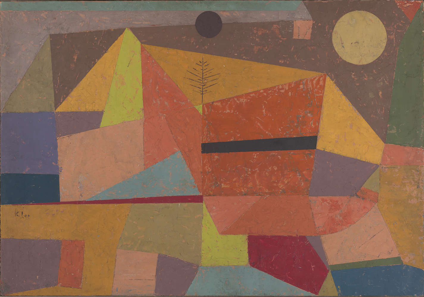             Paesaggio montano allegro", murale di Paul Klee
        