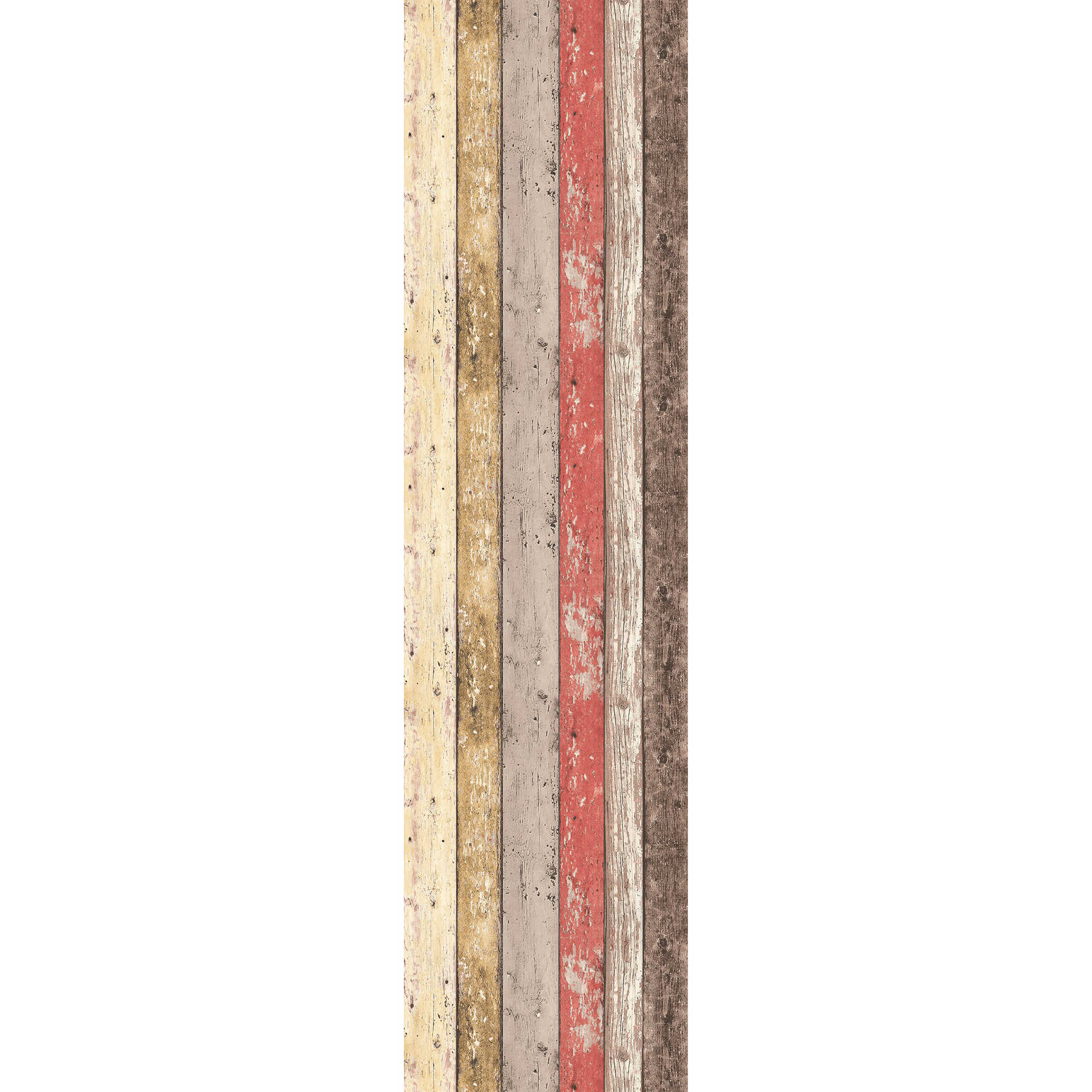         Non-woven wallpaper wood boards in Shabby Chic style - brown, red
    