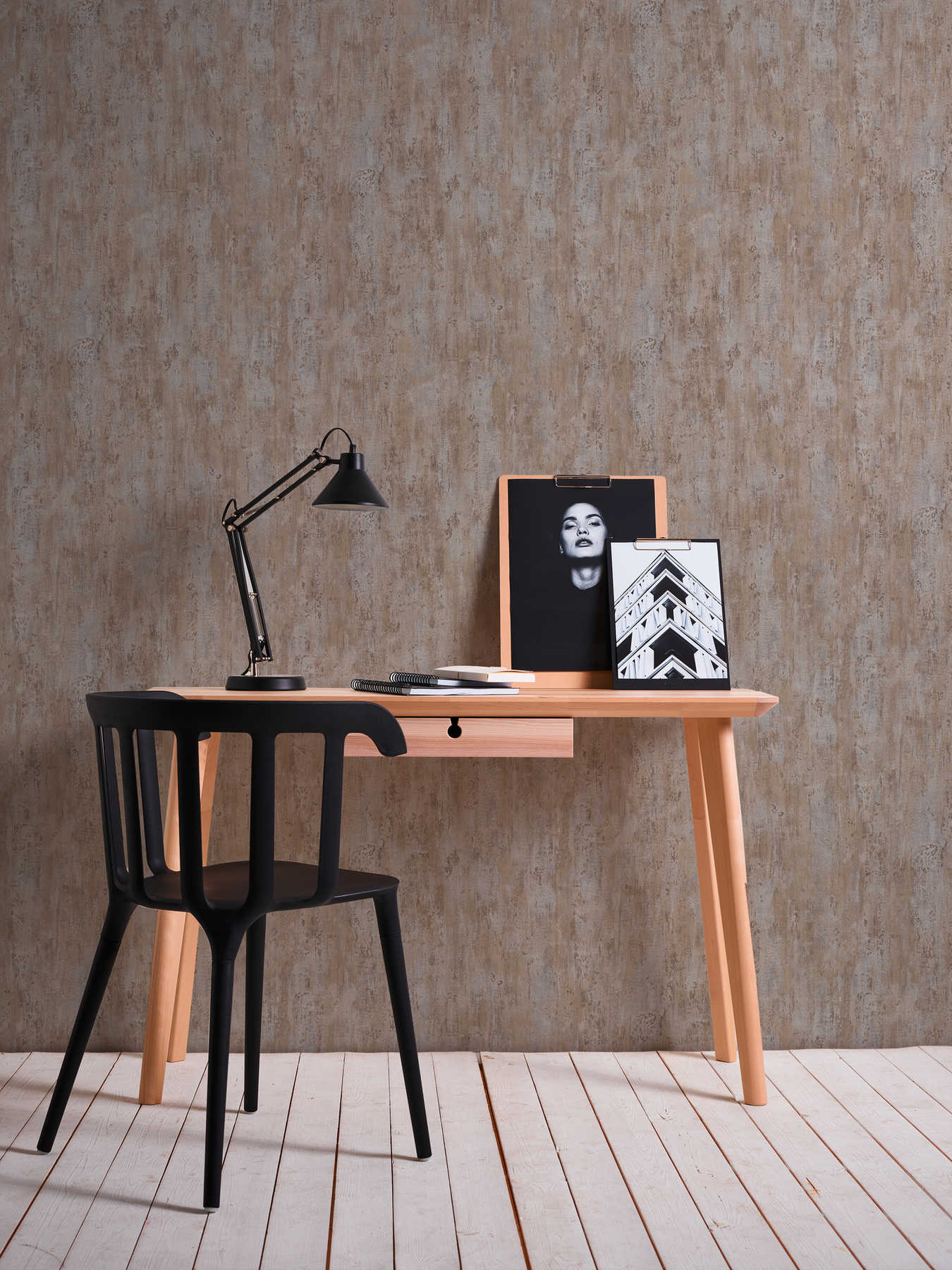             Non-woven wallpaper colour pattern, used look for industrial design - grey, brown
        