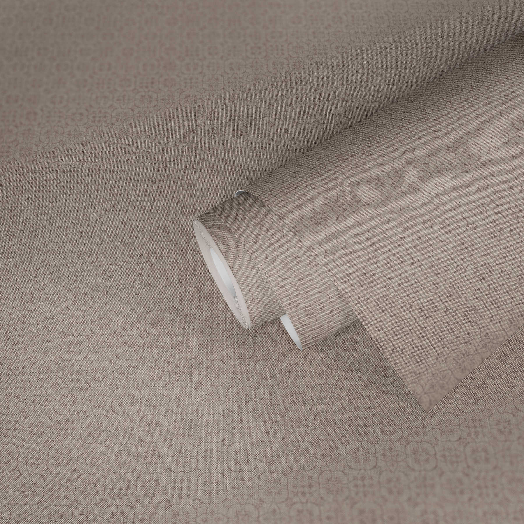             Linen look wallpaper with scandi style pattern - brown
        