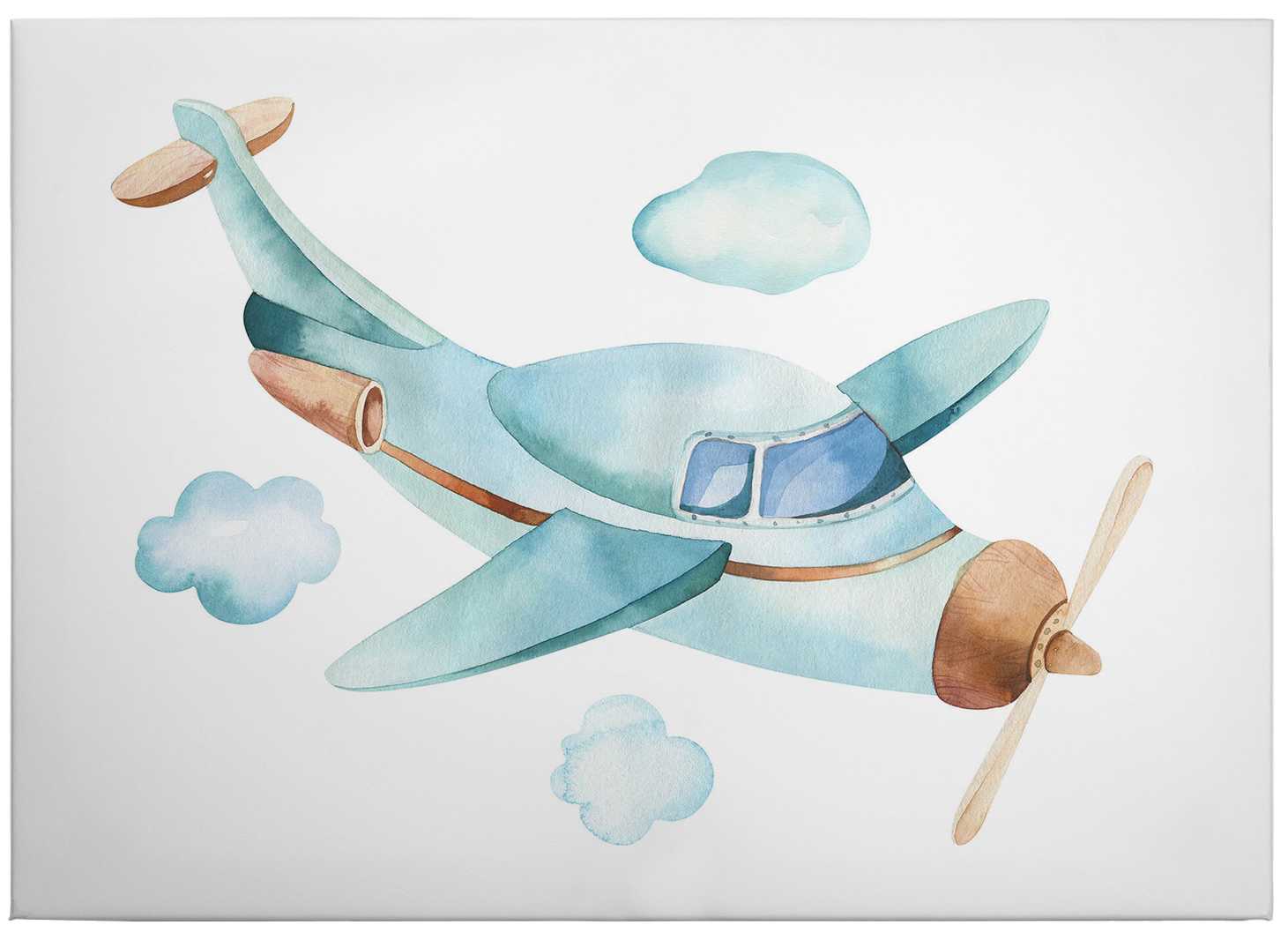             Tableau toile Avion Aquarelle Nuages Ciel de Kvilis - 0,70 m x 0,50 m
        
