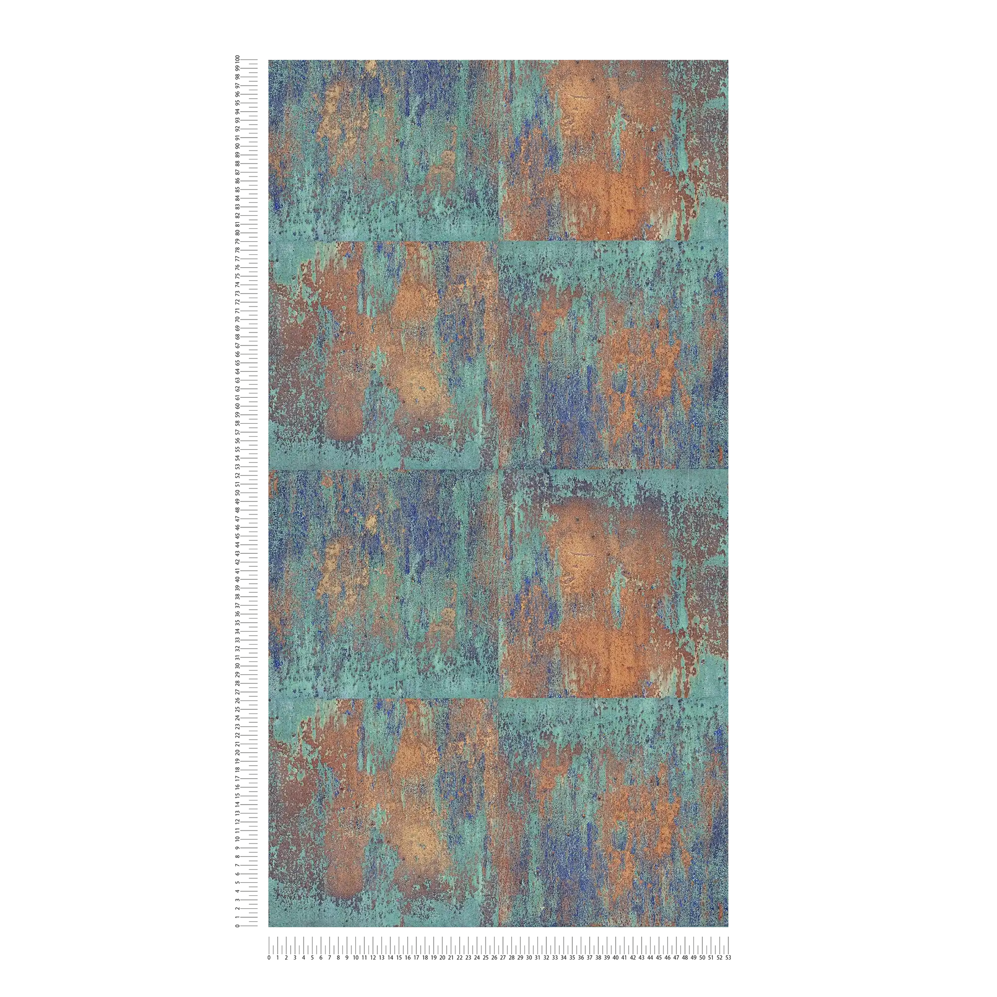             Papier peint intissé Patina-Design avec effets de rouille et de cuivre - bleu, marron, cuivre
        