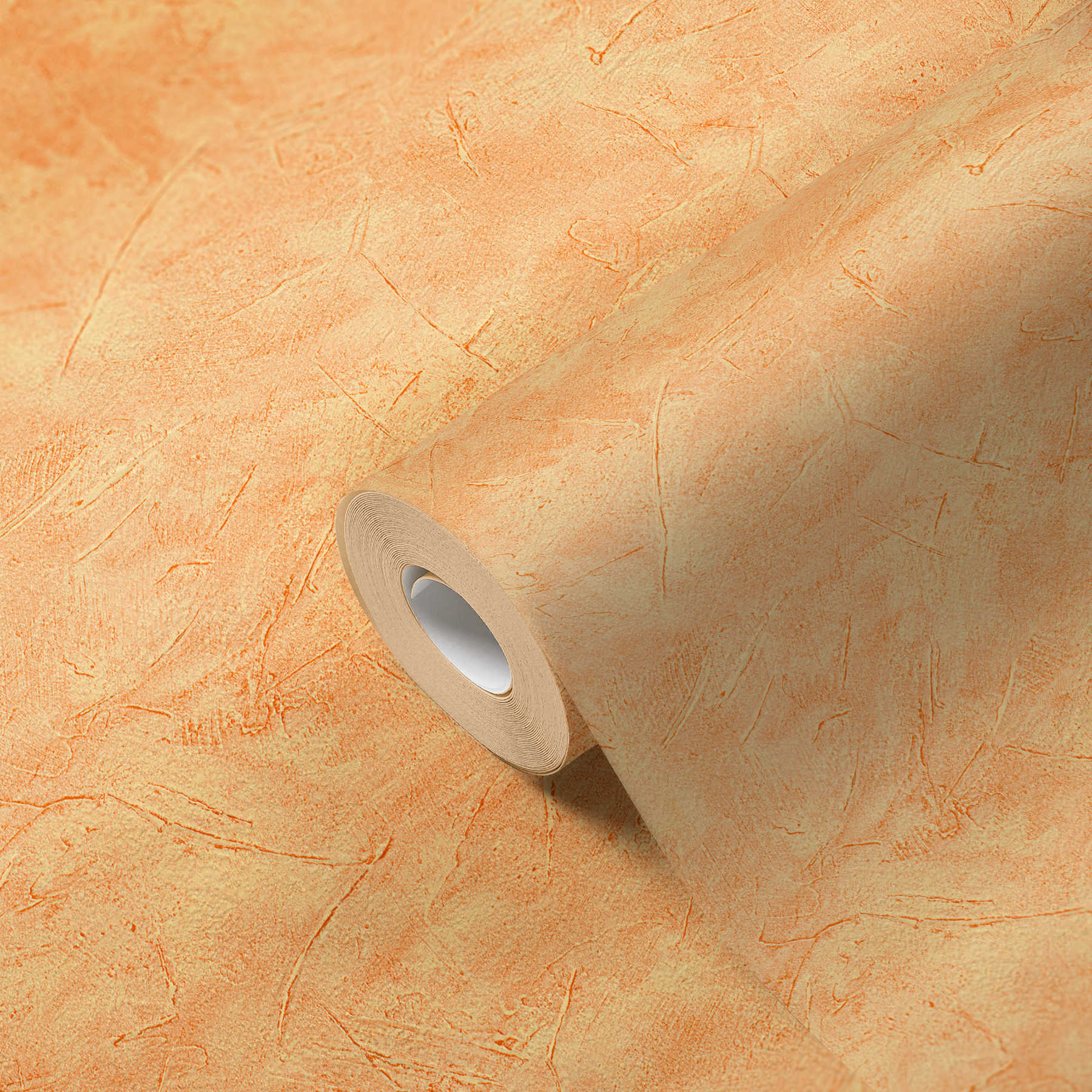             Plaster optics wallpaper with wipe look & hatch pattern - orange
        