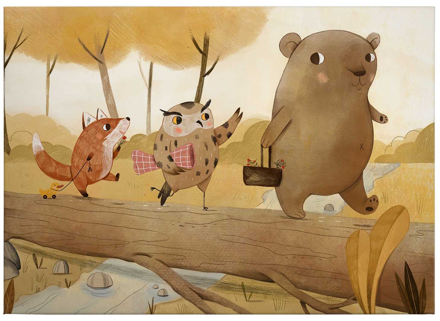             Canvas print forest animal picnic comic design by Loske
        