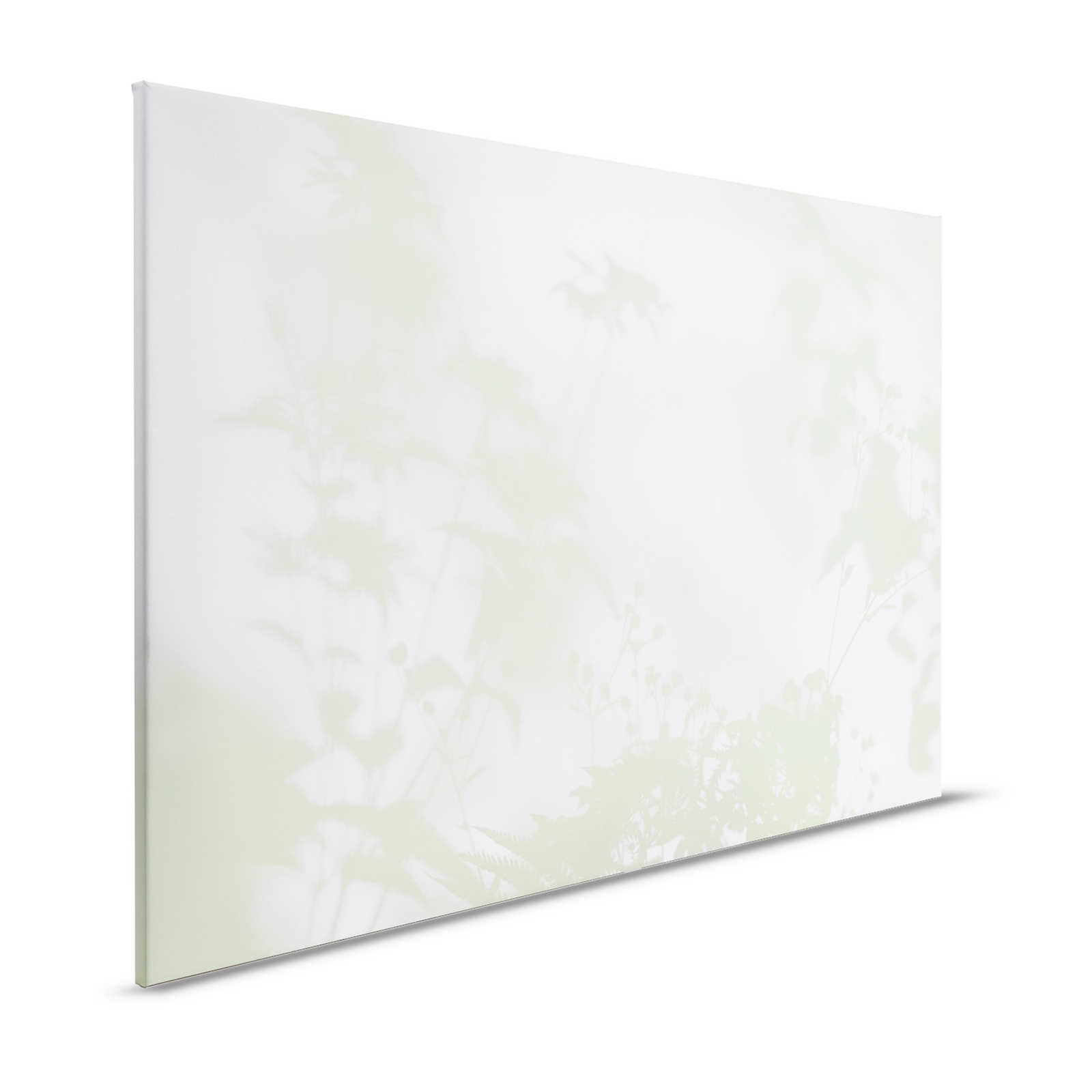Camera d'ombra 3 - Pittura su tela naturale verde e bianca, disegno sbiadito - 1,20 m x 0,80 m
