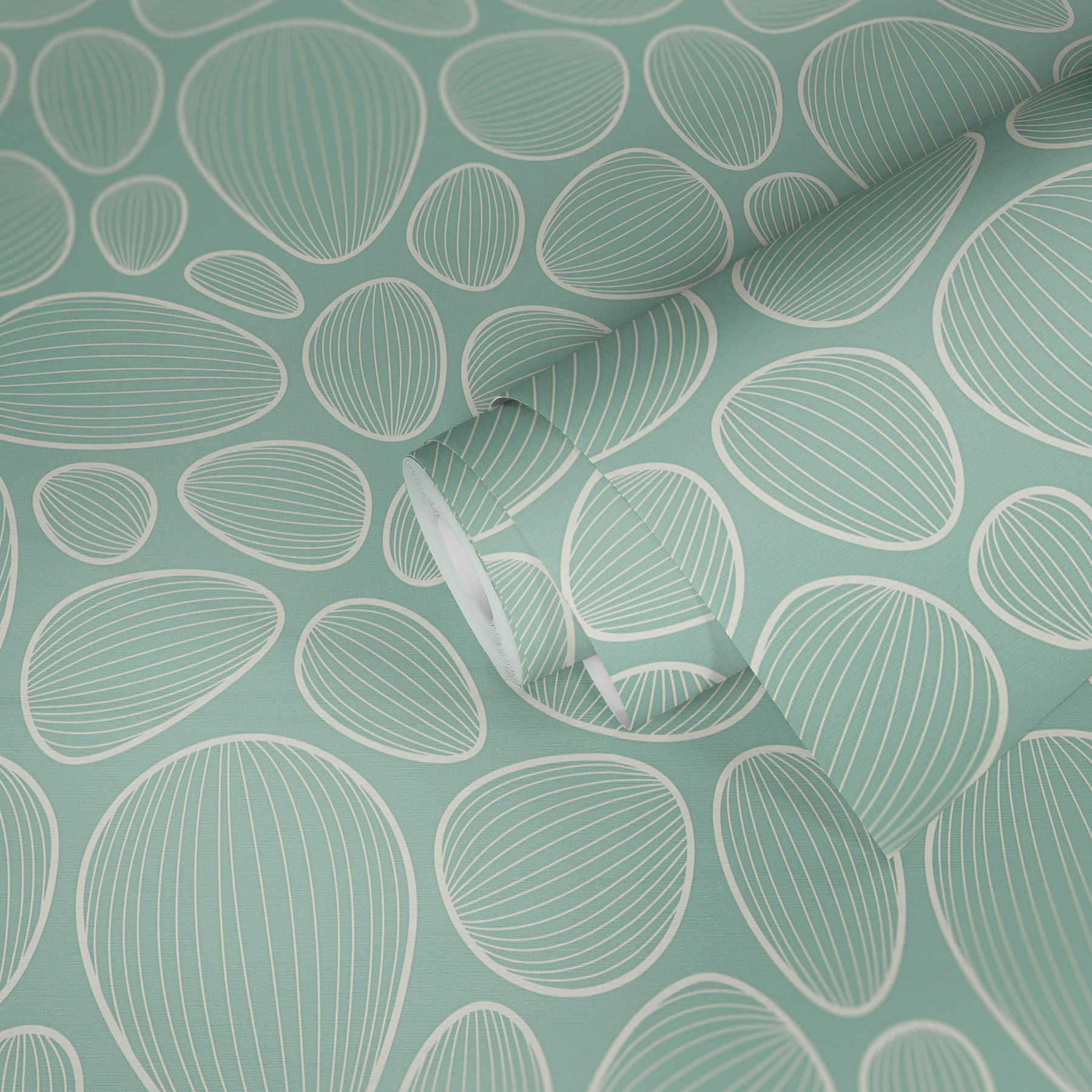             70s retro design wallpaper in mint green with textured pattern
        