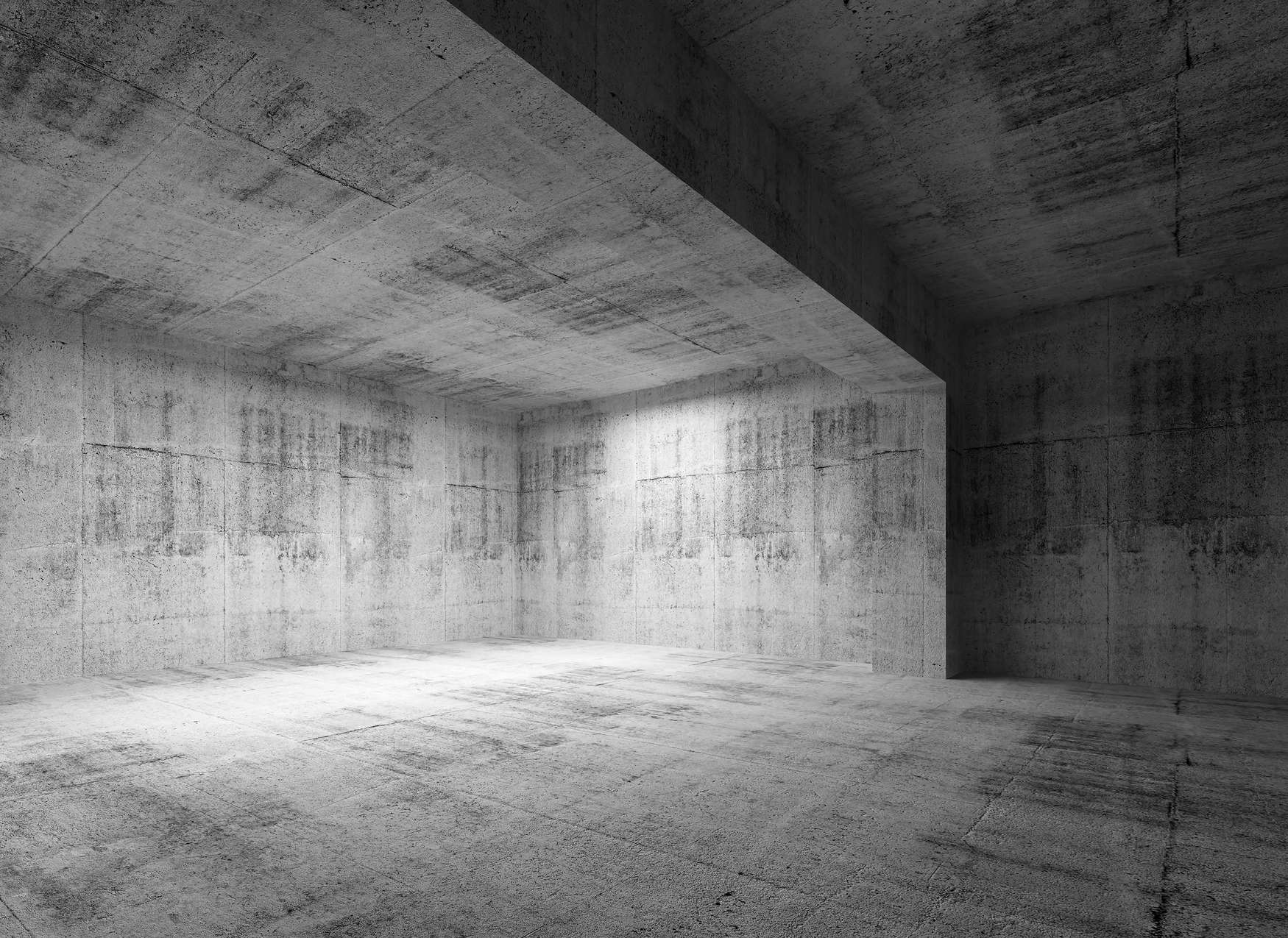             Concrete Room Wallpaper with 3D Effect - Grey
        