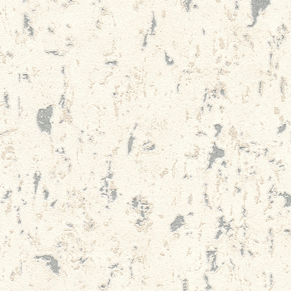             Non-woven wallpaper cork look with metallic effect - white, silver
        