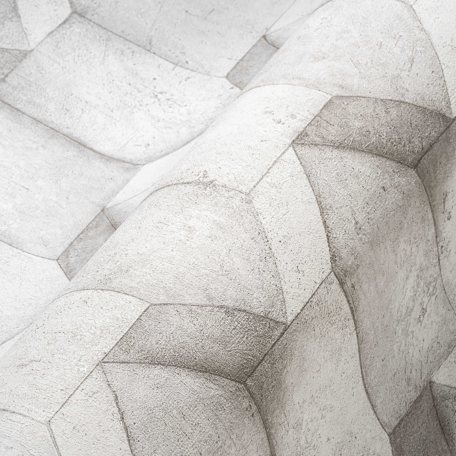             Papel pintado 3D piedra caliza con diseño de estructura - blanco, gris
        
